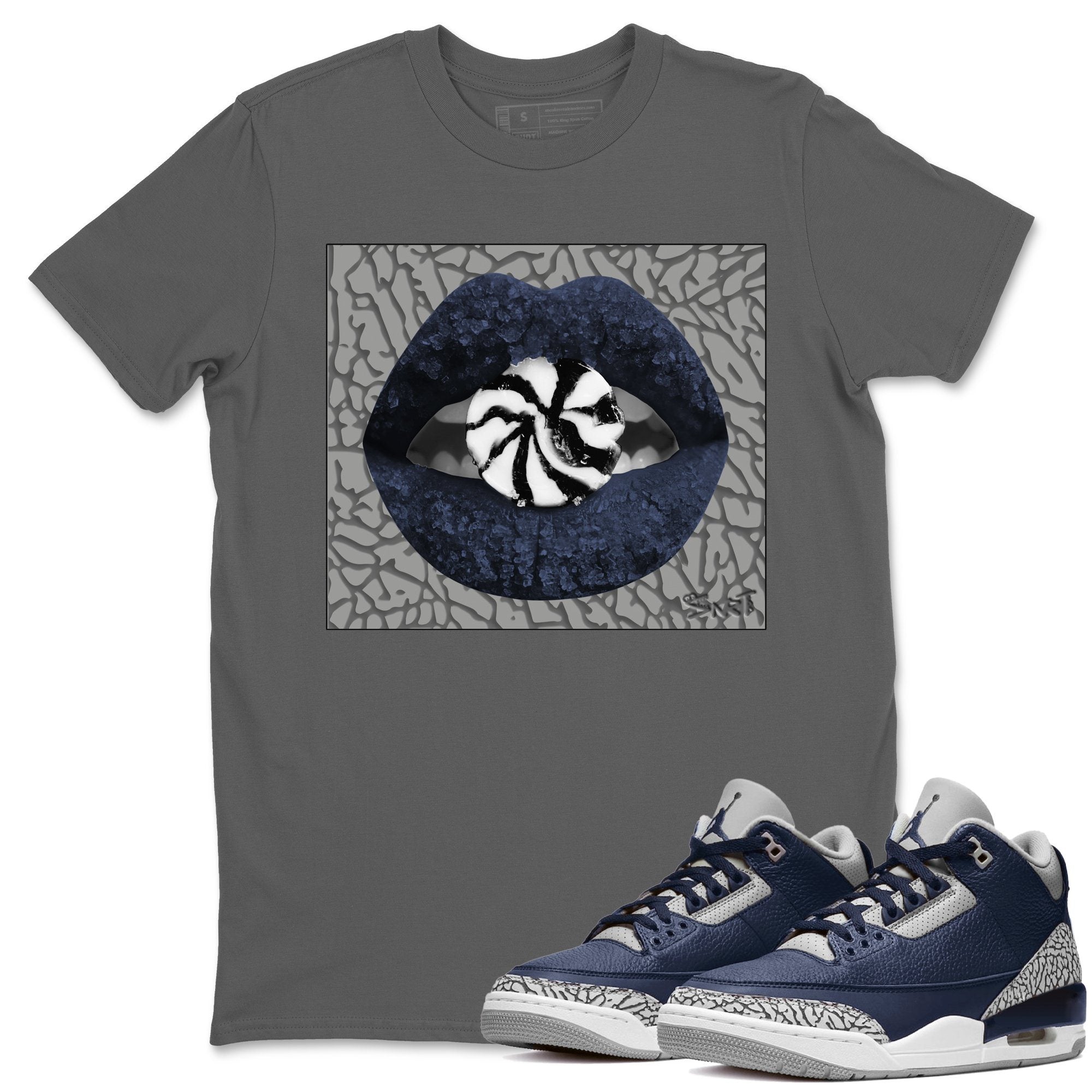 Jordan 3 Midnight Navy Shirt To Match Jordans Lips Candy Sneaker Tees Jordan 3 Midnight Navy Drip Gear Zone Sneaker Matching Clothing Unisex Shirts