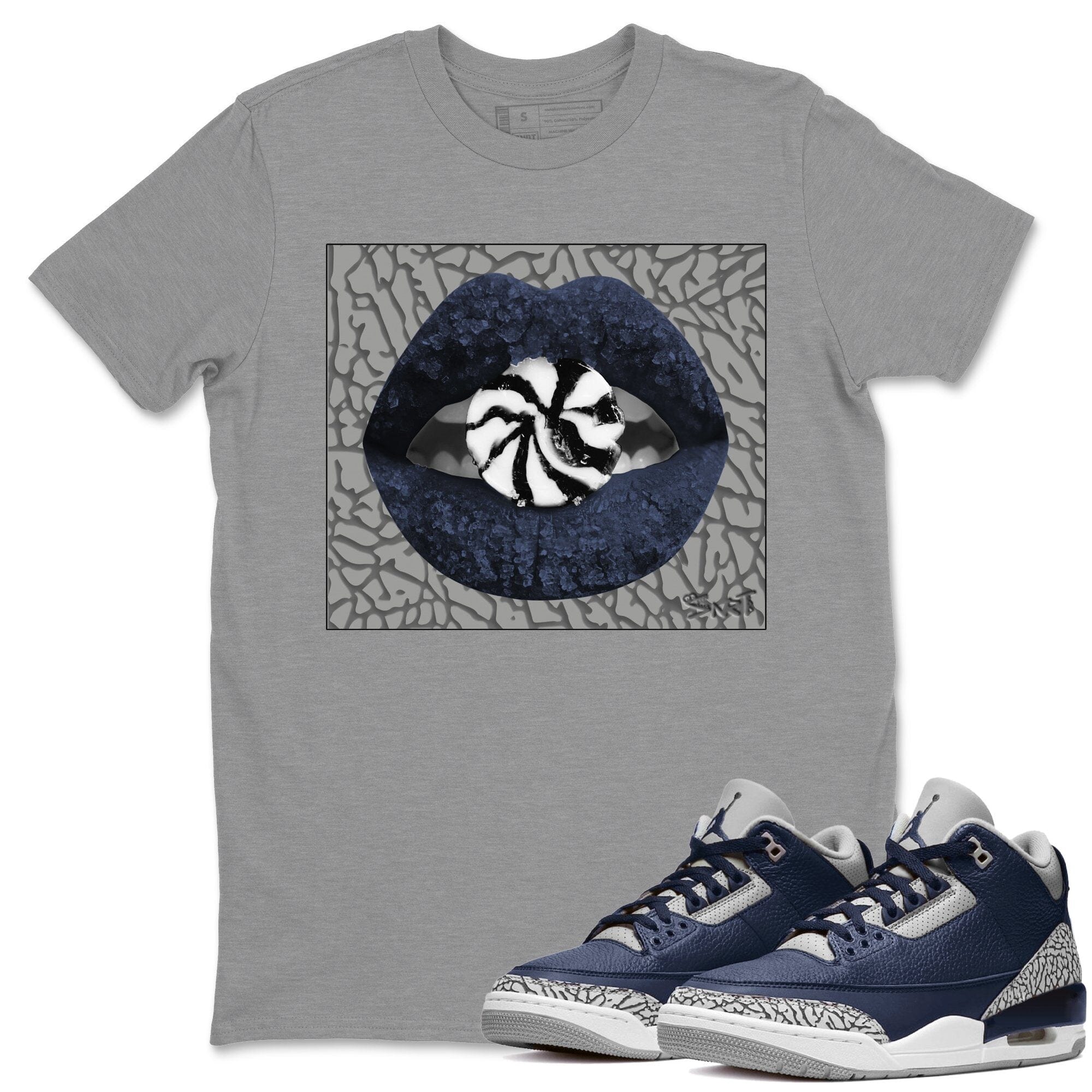Jordan 3 Midnight Navy Shirt To Match Jordans Lips Candy Sneaker Tees Jordan 3 Midnight Navy Drip Gear Zone Sneaker Matching Clothing Unisex Shirts