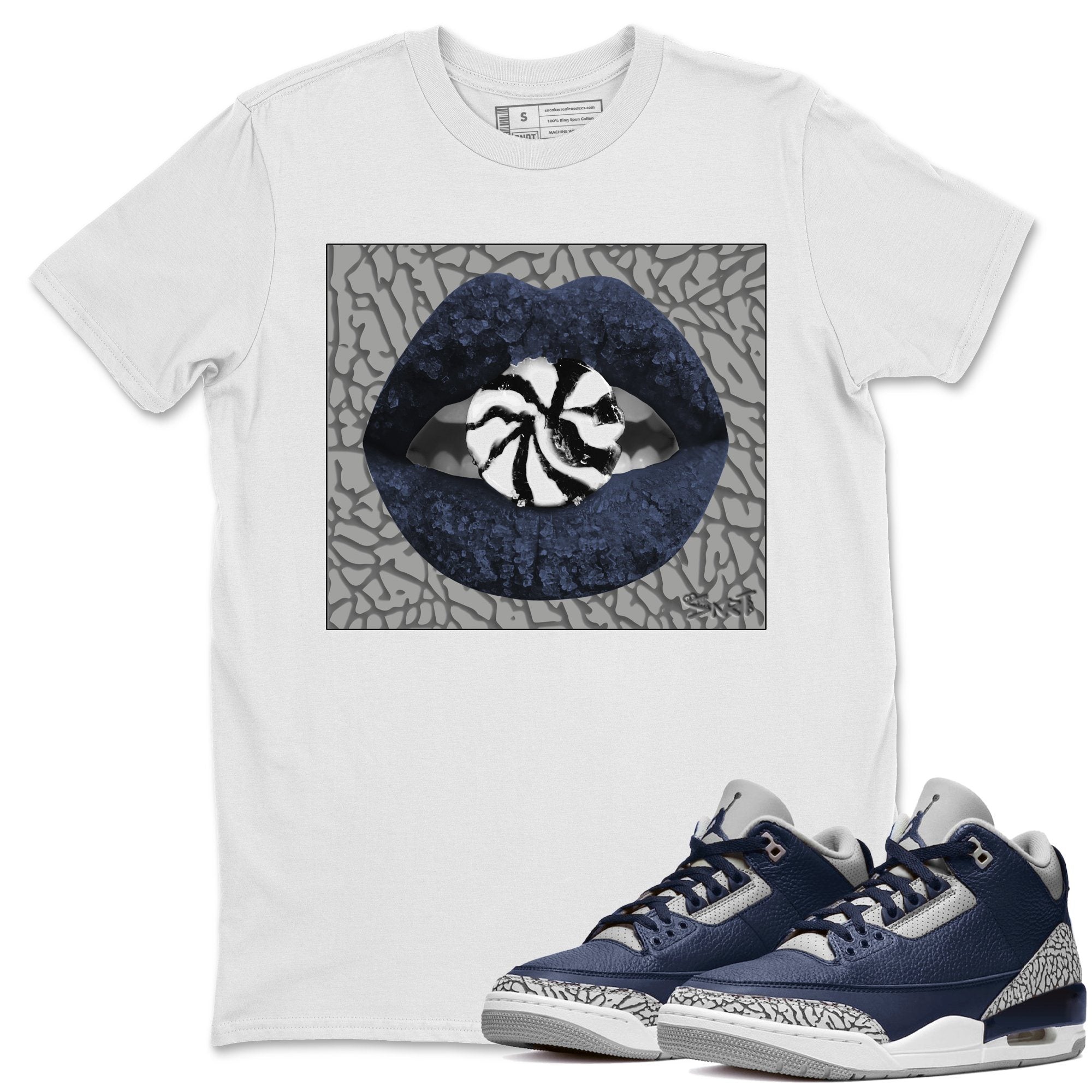 Jordan 3 Midnight Navy Shirt To Match Jordans Lips Candy Sneaker Tees Jordan 3 Midnight Navy Drip Gear Zone Sneaker Matching Clothing Unisex Shirts
