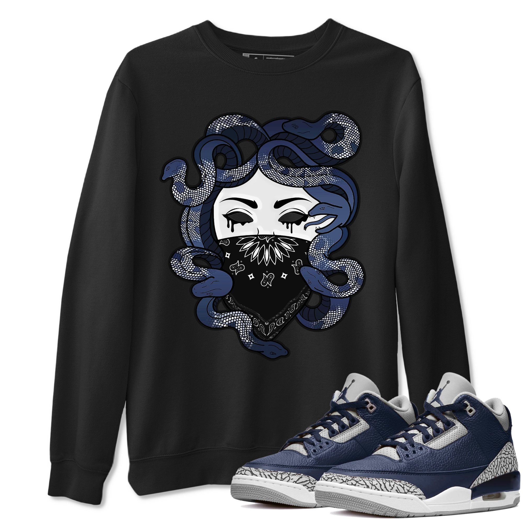 Jordan 3 Midnight Navy Shirt To Match Jordans Medusa Sneaker Tees Jordan 3 Midnight Navy Drip Gear Zone Sneaker Matching Clothing Unisex Shirts