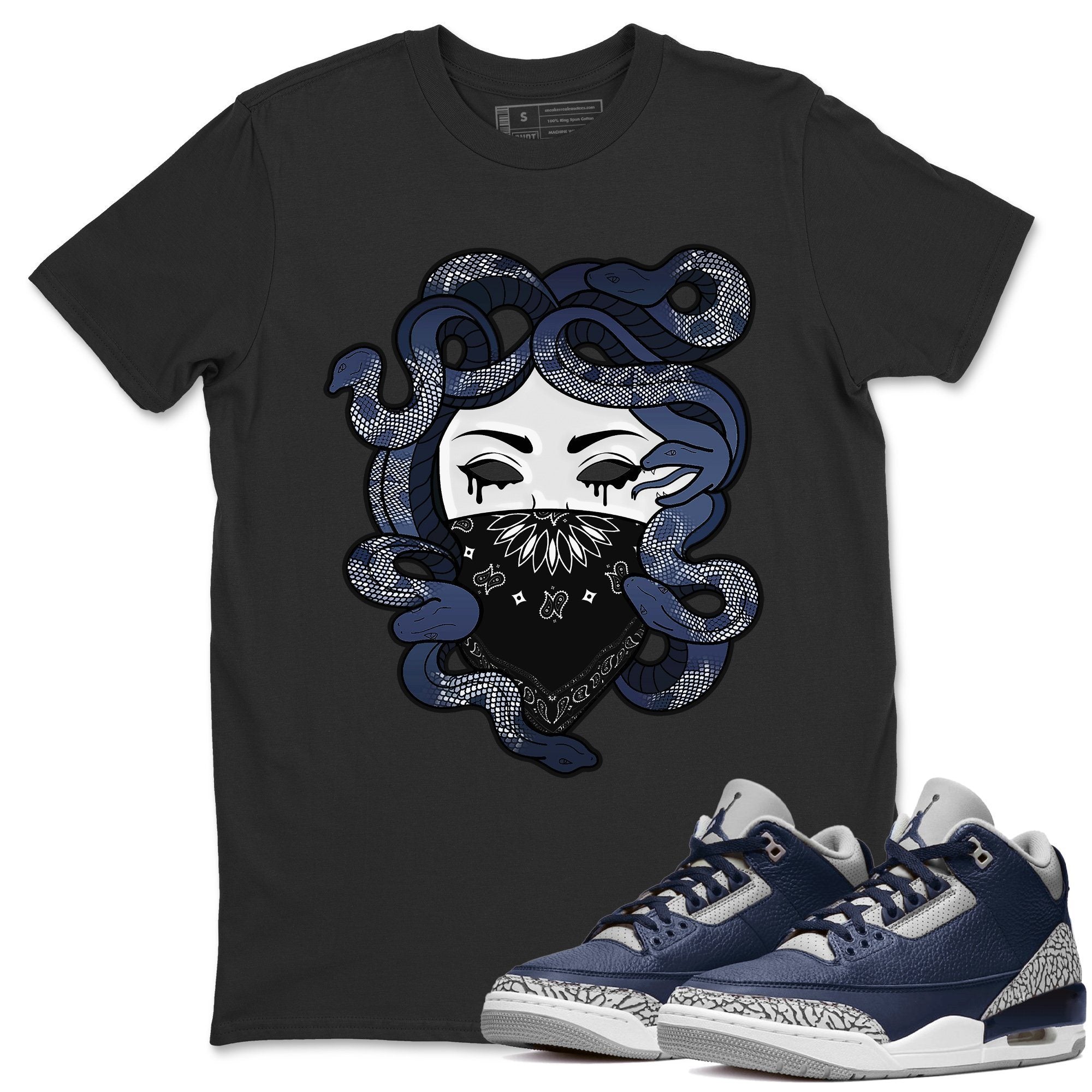 Jordan 3 Midnight Navy Shirt To Match Jordans Medusa Sneaker Tees Jordan 3 Midnight Navy Drip Gear Zone Sneaker Matching Clothing Unisex Shirts