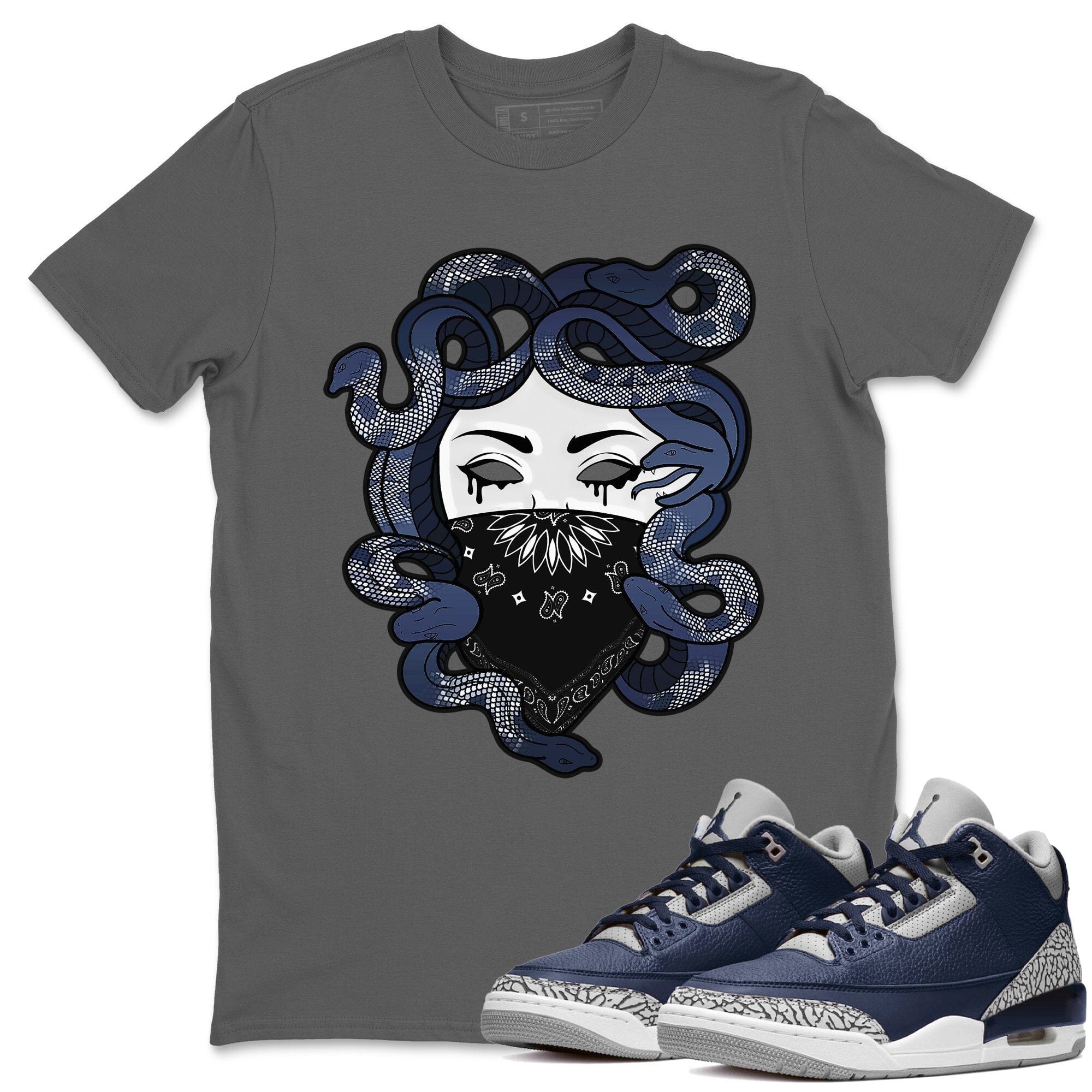 Jordan 3 Midnight Navy Shirt To Match Jordans Medusa Sneaker Tees Jordan 3 Midnight Navy Drip Gear Zone Sneaker Matching Clothing Unisex Shirts