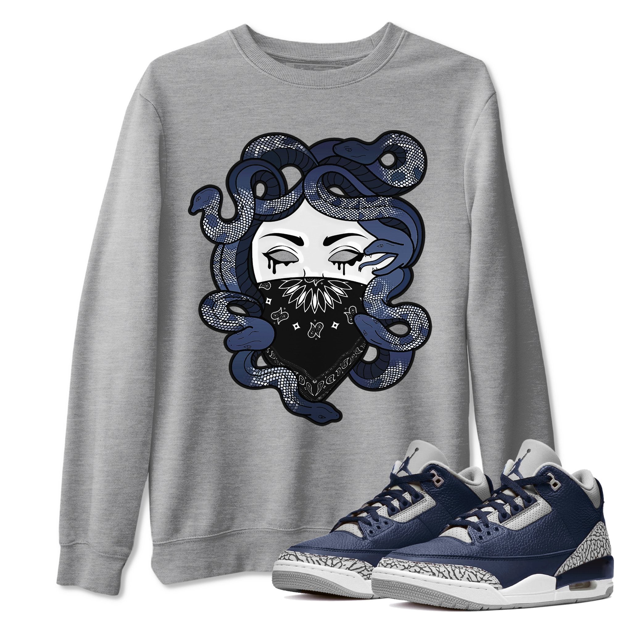 Jordan 3 Midnight Navy Shirt To Match Jordans Medusa Sneaker Tees Jordan 3 Midnight Navy Drip Gear Zone Sneaker Matching Clothing Unisex Shirts