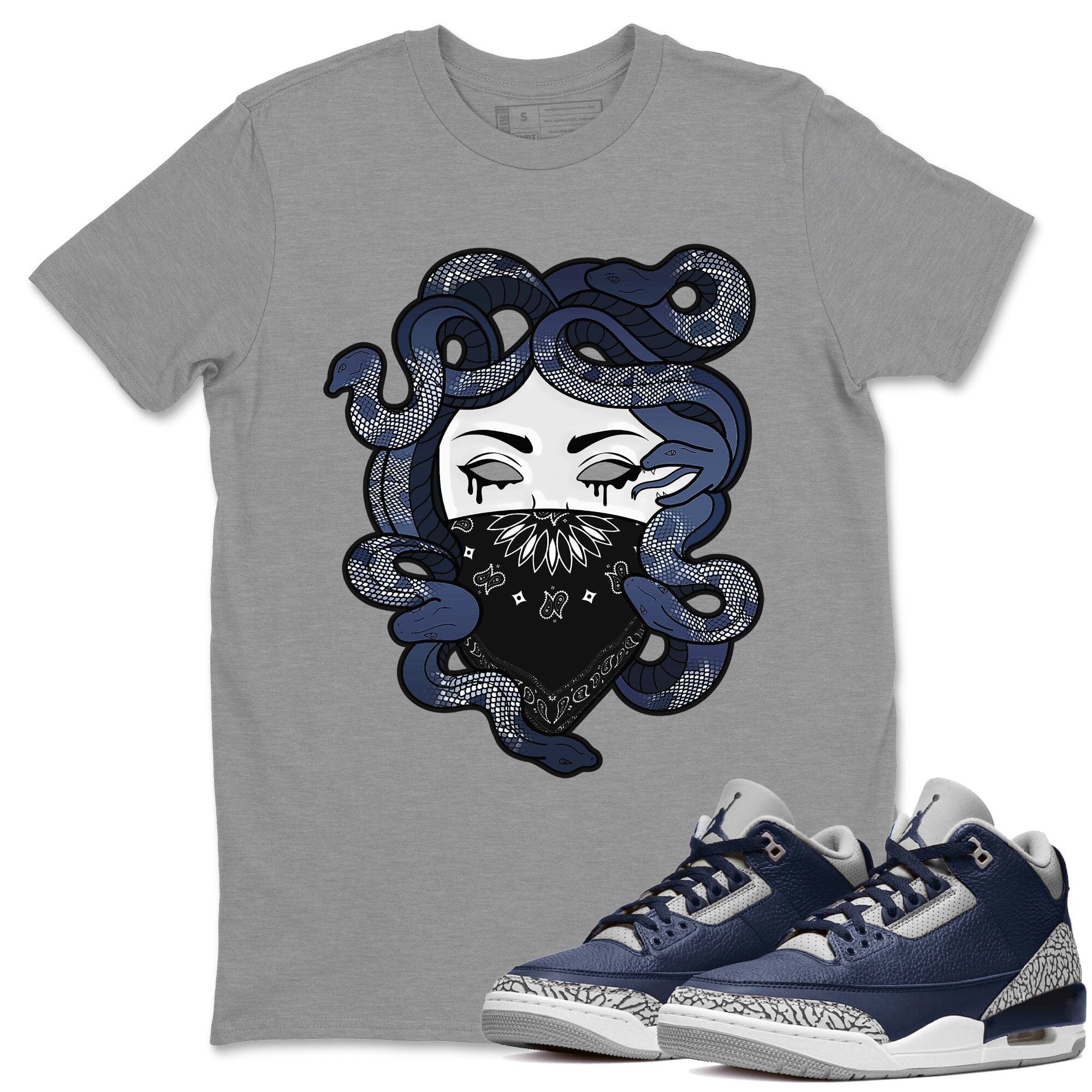 Jordan 3 Midnight Navy Shirt To Match Jordans Medusa Sneaker Tees Jordan 3 Midnight Navy Drip Gear Zone Sneaker Matching Clothing Unisex Shirts