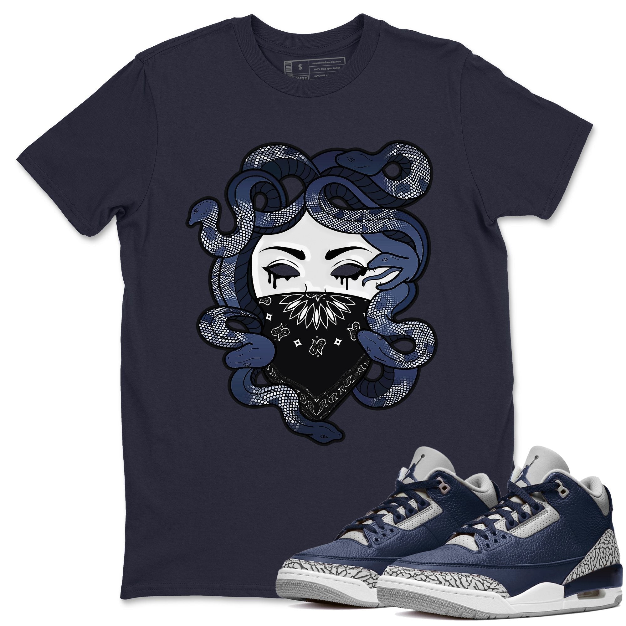 Jordan 3 Midnight Navy Shirt To Match Jordans Medusa Sneaker Tees Jordan 3 Midnight Navy Drip Gear Zone Sneaker Matching Clothing Unisex Shirts