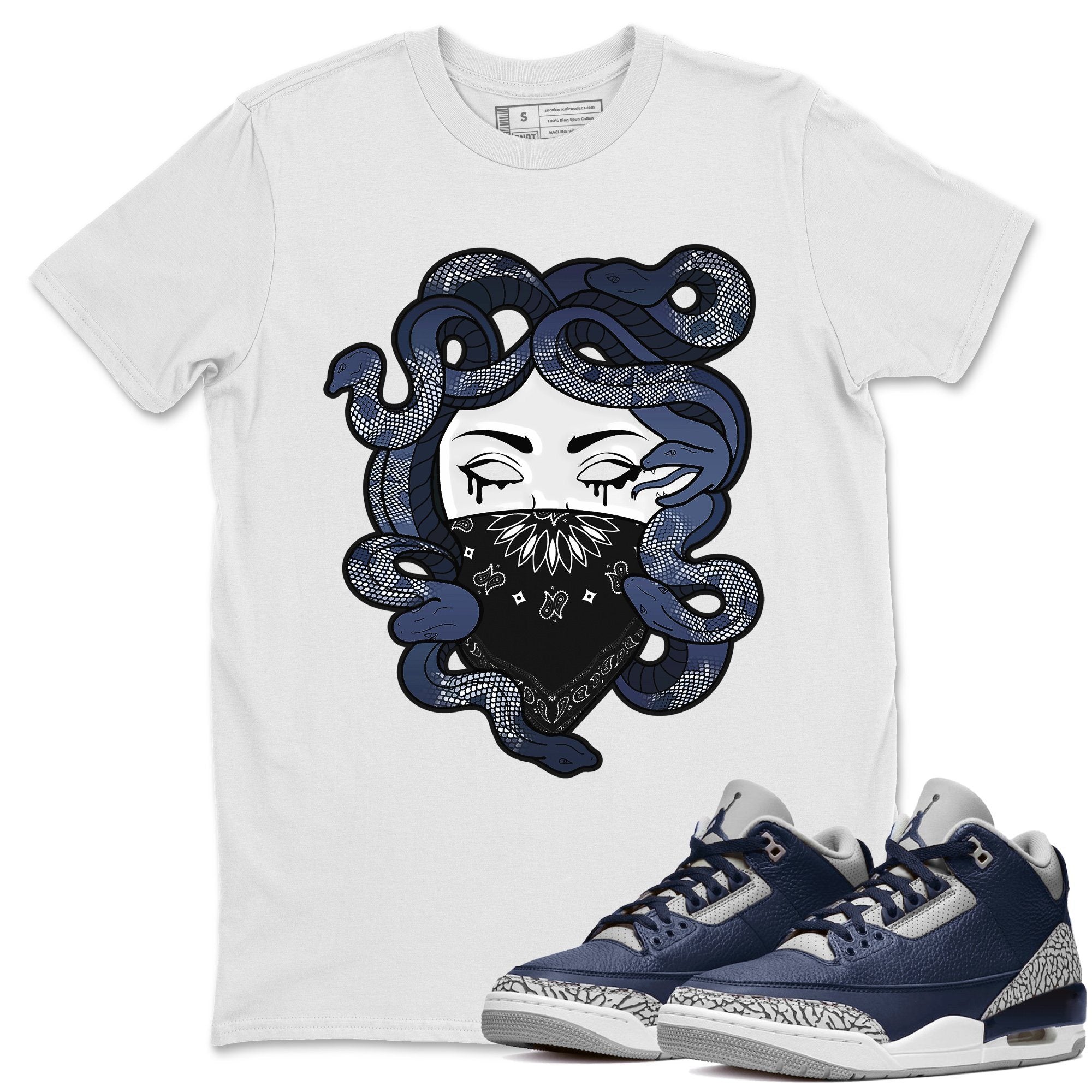 Jordan 3 Midnight Navy Shirt To Match Jordans Medusa Sneaker Tees Jordan 3 Midnight Navy Drip Gear Zone Sneaker Matching Clothing Unisex Shirts