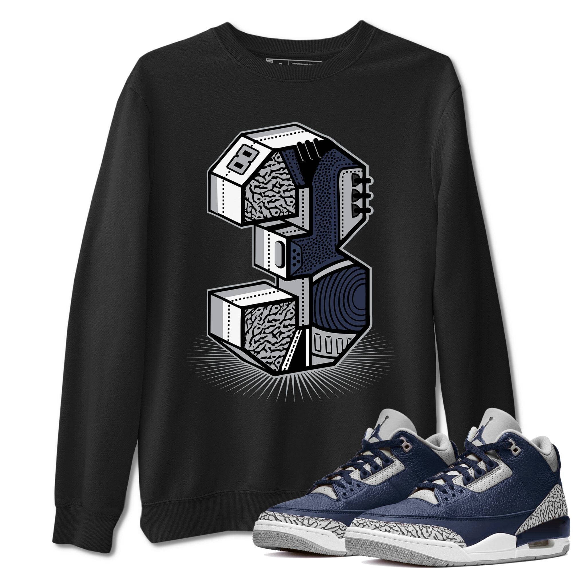 Jordan 3 Midnight Navy Shirt To Match Jordans Three Statue Sneaker Tees Jordan 3 Midnight Navy Drip Gear Zone Sneaker Matching Clothing Unisex Shirts