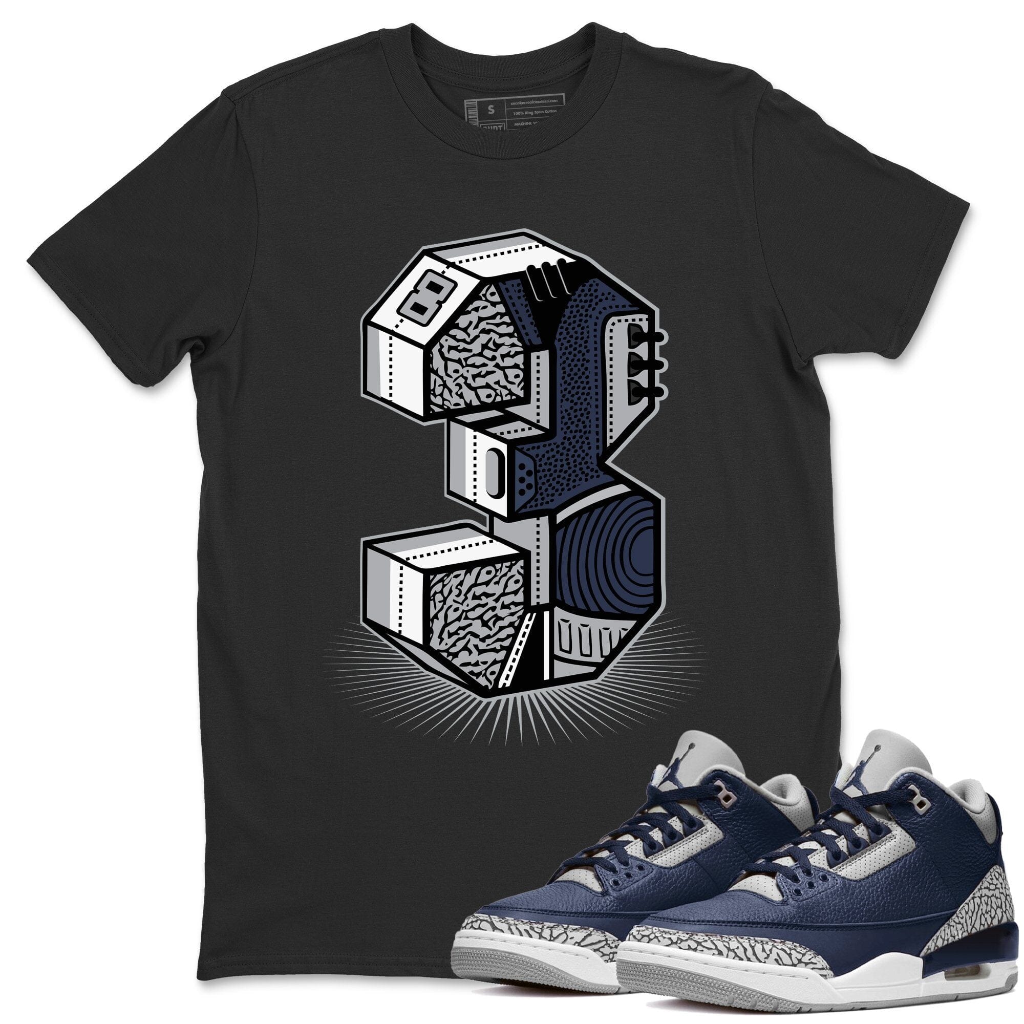 Jordan 3 Midnight Navy Shirt To Match Jordans Three Statue Sneaker Tees Jordan 3 Midnight Navy Drip Gear Zone Sneaker Matching Clothing Unisex Shirts
