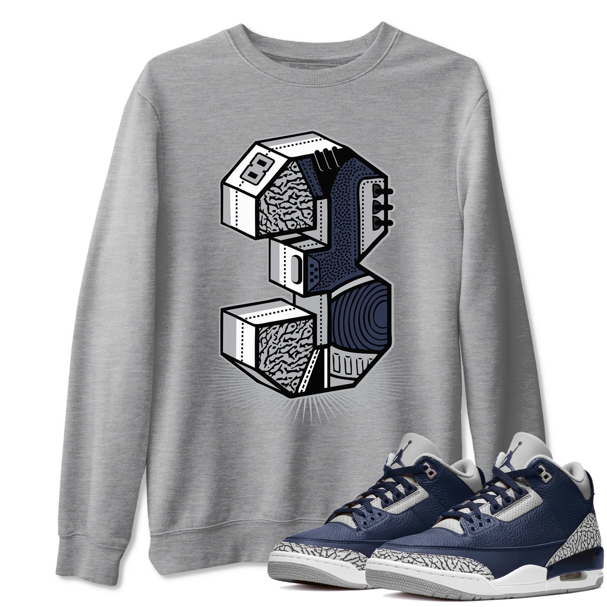 Jordan 3 Midnight Navy Shirt To Match Jordans Three Statue Sneaker Tees Jordan 3 Midnight Navy Drip Gear Zone Sneaker Matching Clothing Unisex Shirts