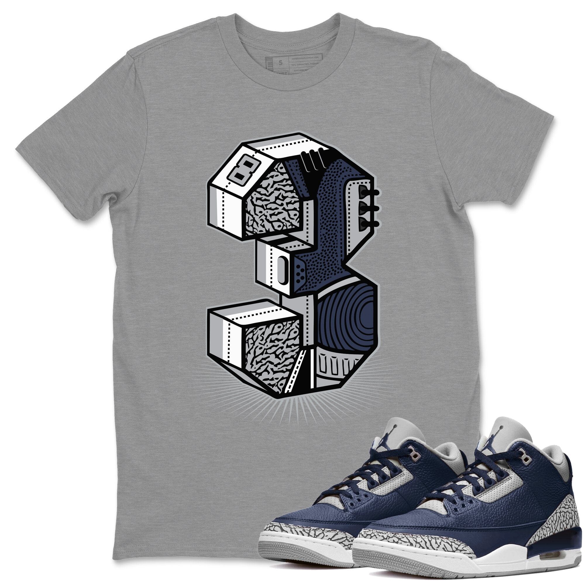 Jordan 3 Midnight Navy Shirt To Match Jordans Three Statue Sneaker Tees Jordan 3 Midnight Navy Drip Gear Zone Sneaker Matching Clothing Unisex Shirts