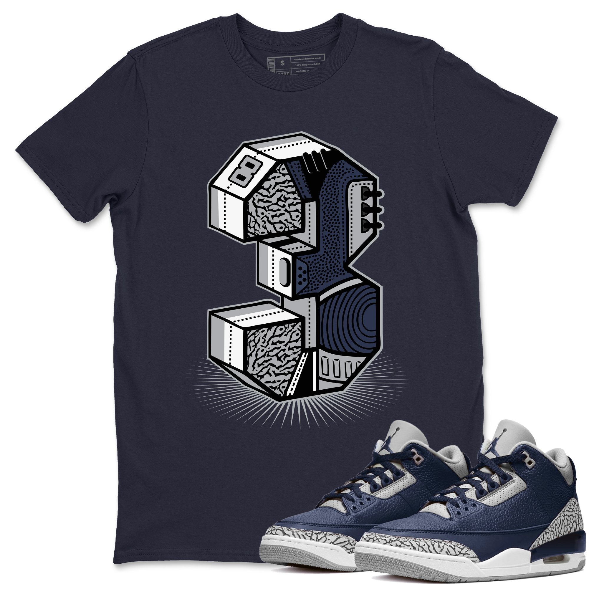 Jordan 3 Midnight Navy Shirt To Match Jordans Three Statue Sneaker Tees Jordan 3 Midnight Navy Drip Gear Zone Sneaker Matching Clothing Unisex Shirts