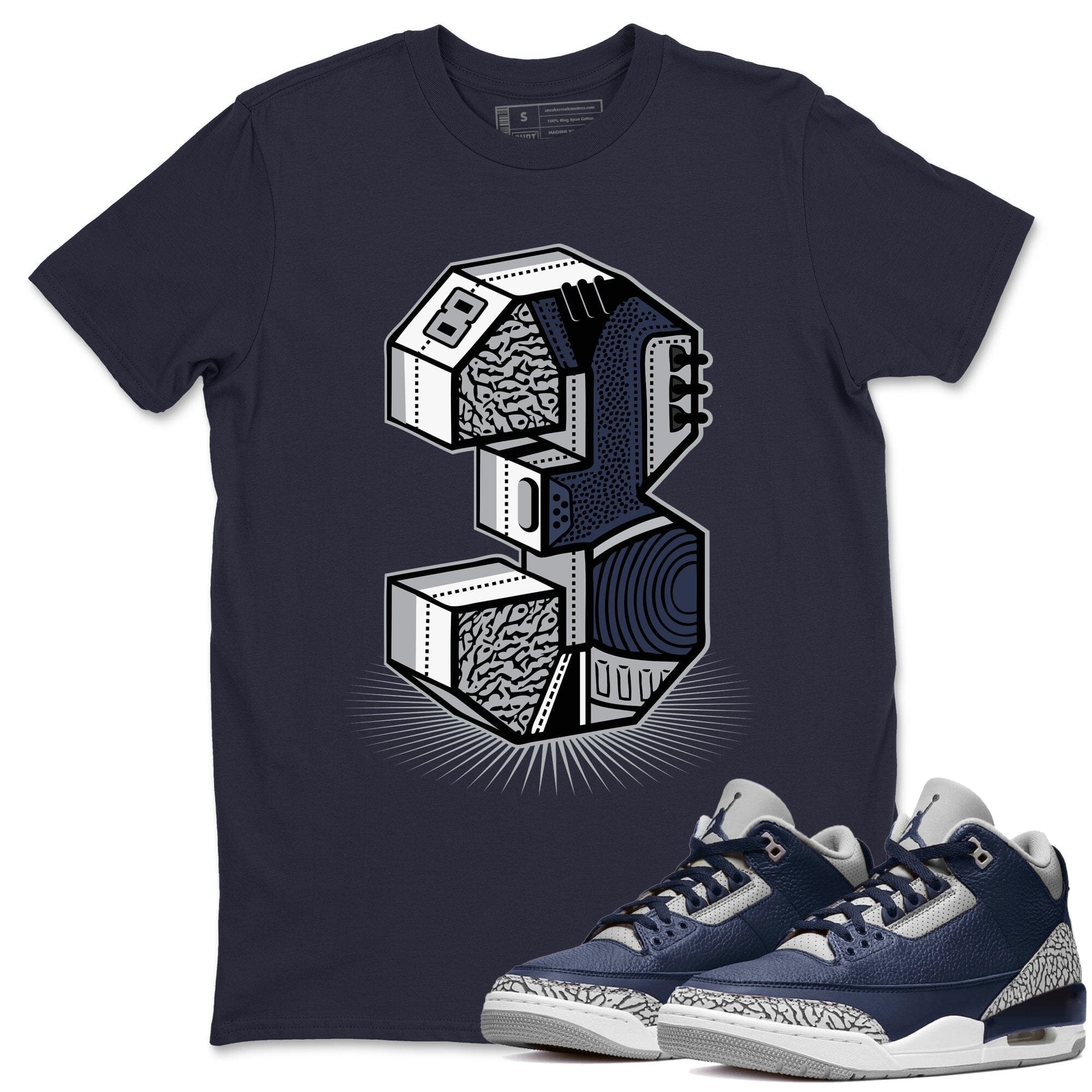 Jordan 3 Midnight Navy Shirt To Match Jordans Three Statue Sneaker Tees Jordan 3 Midnight Navy Drip Gear Zone Sneaker Matching Clothing Unisex Shirts