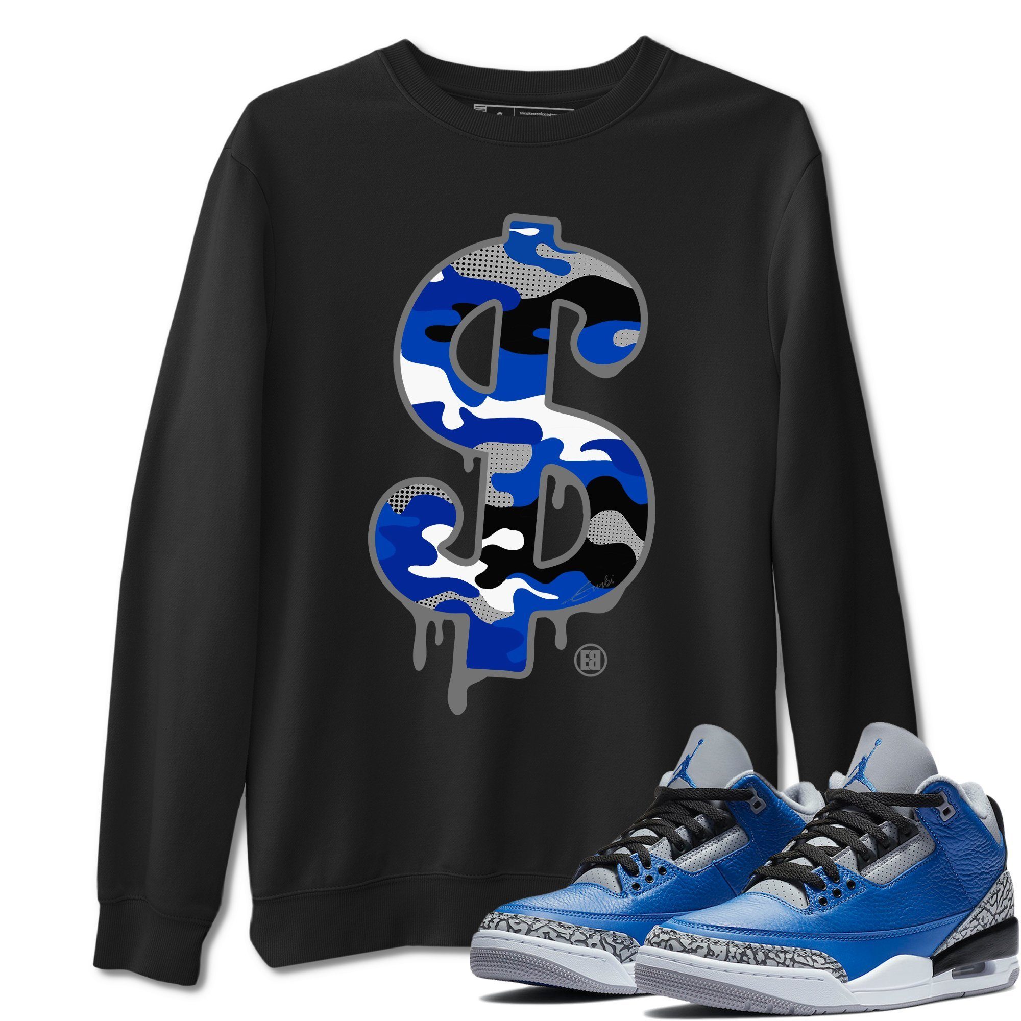 Jordan 3 Varsity Royal Shirt To Match Jordans Dollar Camo Sneaker Tees Jordan 3 Varsity Royal Drip Gear Zone Sneaker Matching Clothing Unisex Shirts