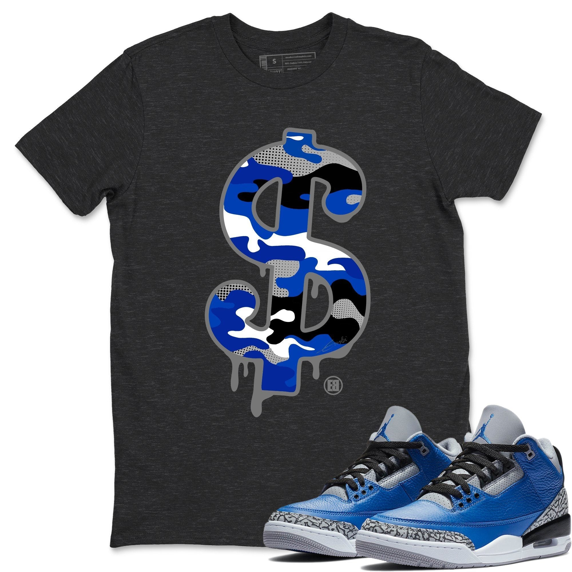 Jordan 3 Varsity Royal Shirt To Match Jordans Dollar Camo Sneaker Tees Jordan 3 Varsity Royal Drip Gear Zone Sneaker Matching Clothing Unisex Shirts
