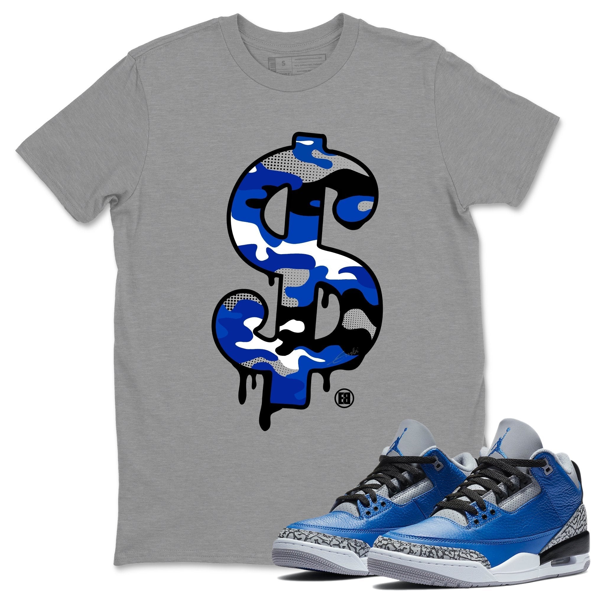 Jordan 3 Varsity Royal Shirt To Match Jordans Dollar Camo Sneaker Tees Jordan 3 Varsity Royal Drip Gear Zone Sneaker Matching Clothing Unisex Shirts