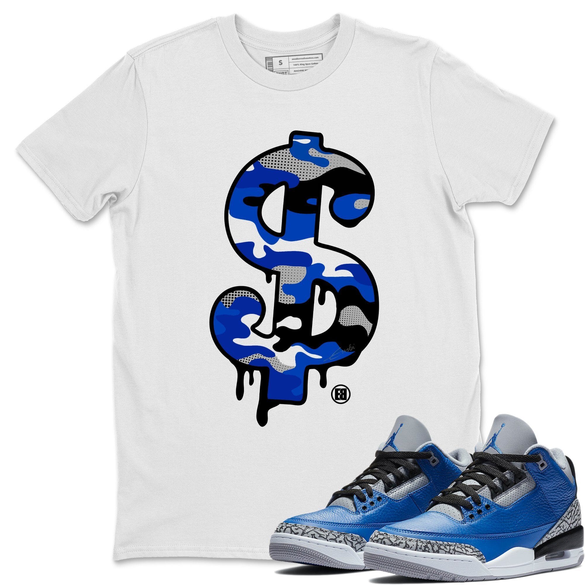 Jordan 3 Varsity Royal Shirt To Match Jordans Dollar Camo Sneaker Tees Jordan 3 Varsity Royal Drip Gear Zone Sneaker Matching Clothing Unisex Shirts