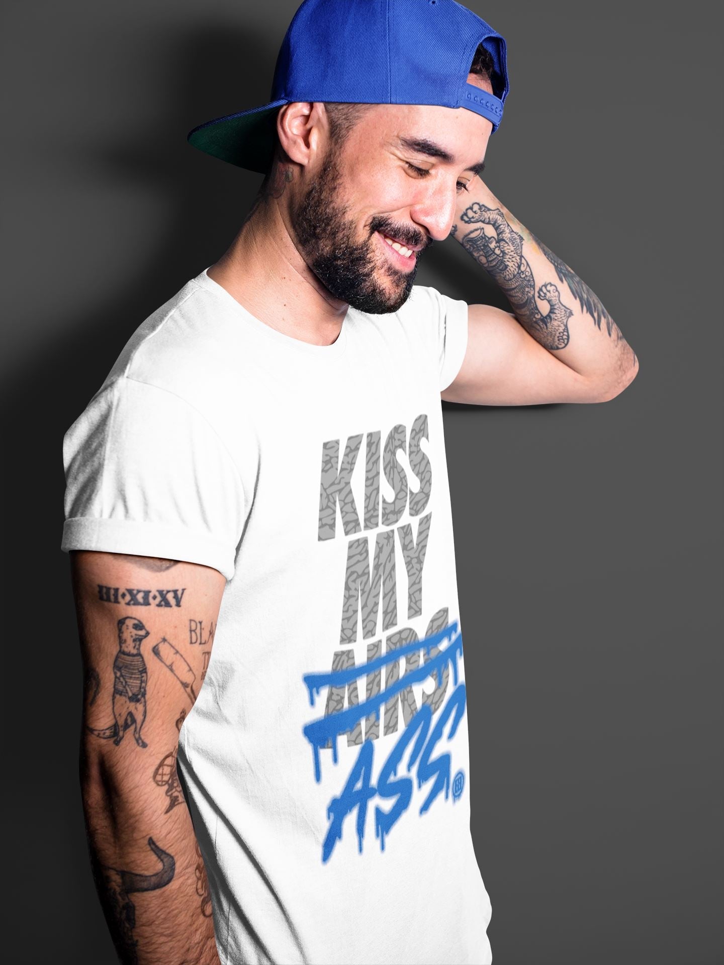 Jordan 3 Varsity Royal Shirt To Match Jordans Kiss My Ass Sneaker Tees Jordan 3 Varsity Royal Drip Gear Zone Sneaker Matching Clothing Unisex Shirts