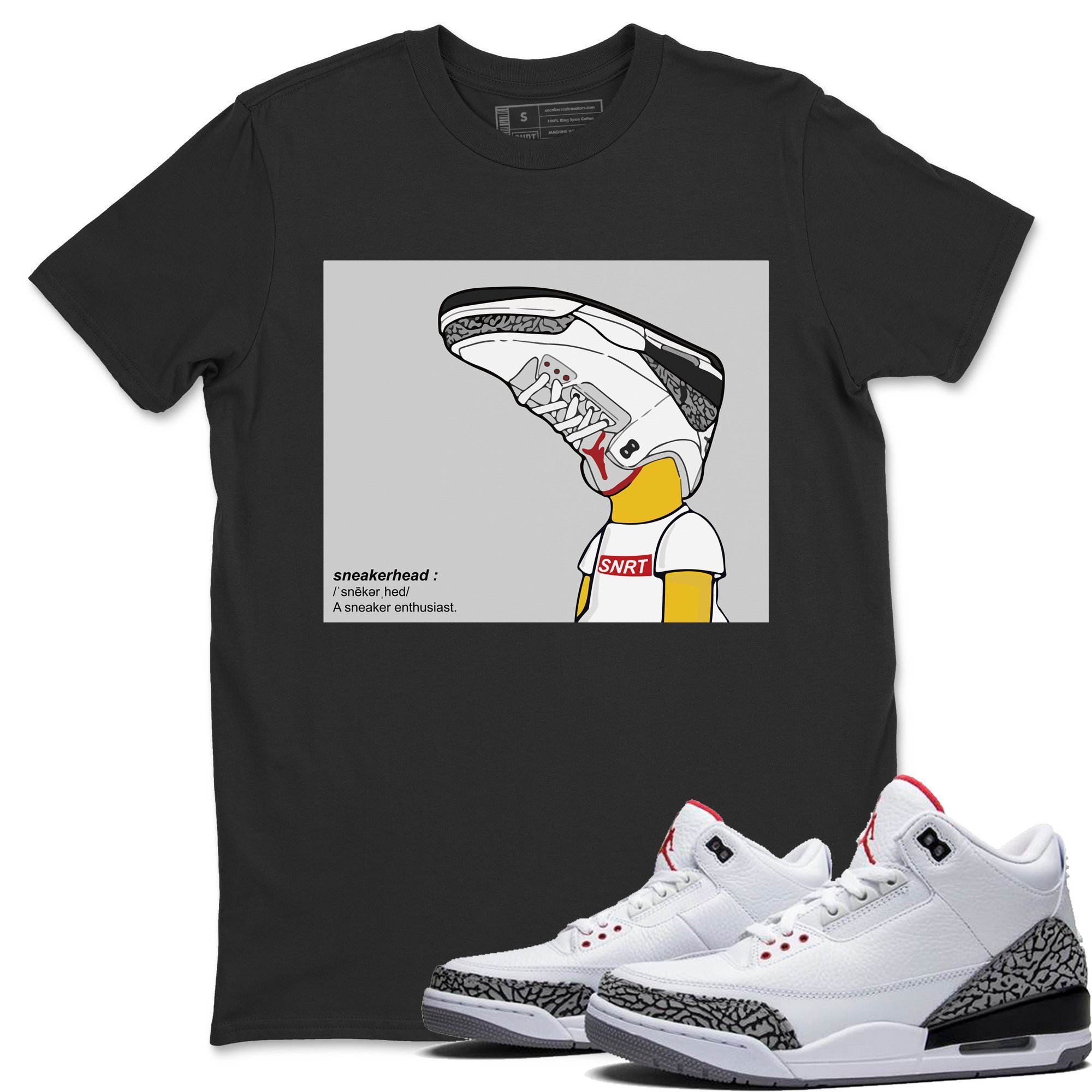 Jordan 3 White Cement Sneaker Matching T-Shirt AJ3 Sneakerhead Sneaker Tees Jordan 3 White Cement Sneaker Release Tees Crew Neck Tees