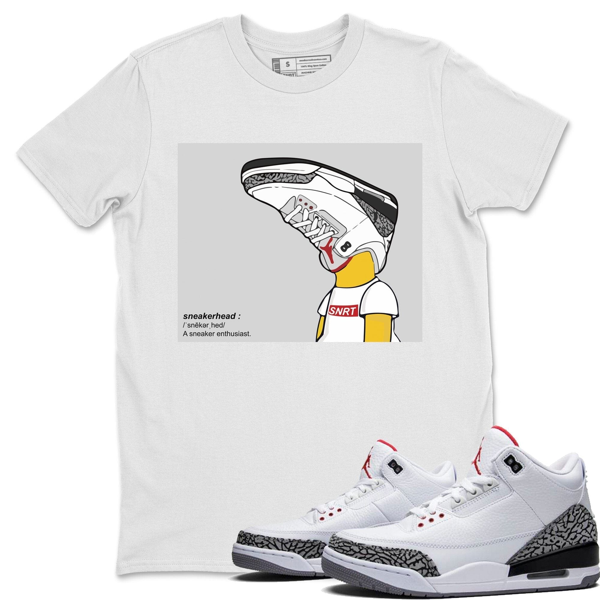 Jordan 3 White Cement Sneaker Matching T-Shirt AJ3 Sneakerhead Sneaker Tees Jordan 3 White Cement Sneaker Release Tees Crew Neck Tees