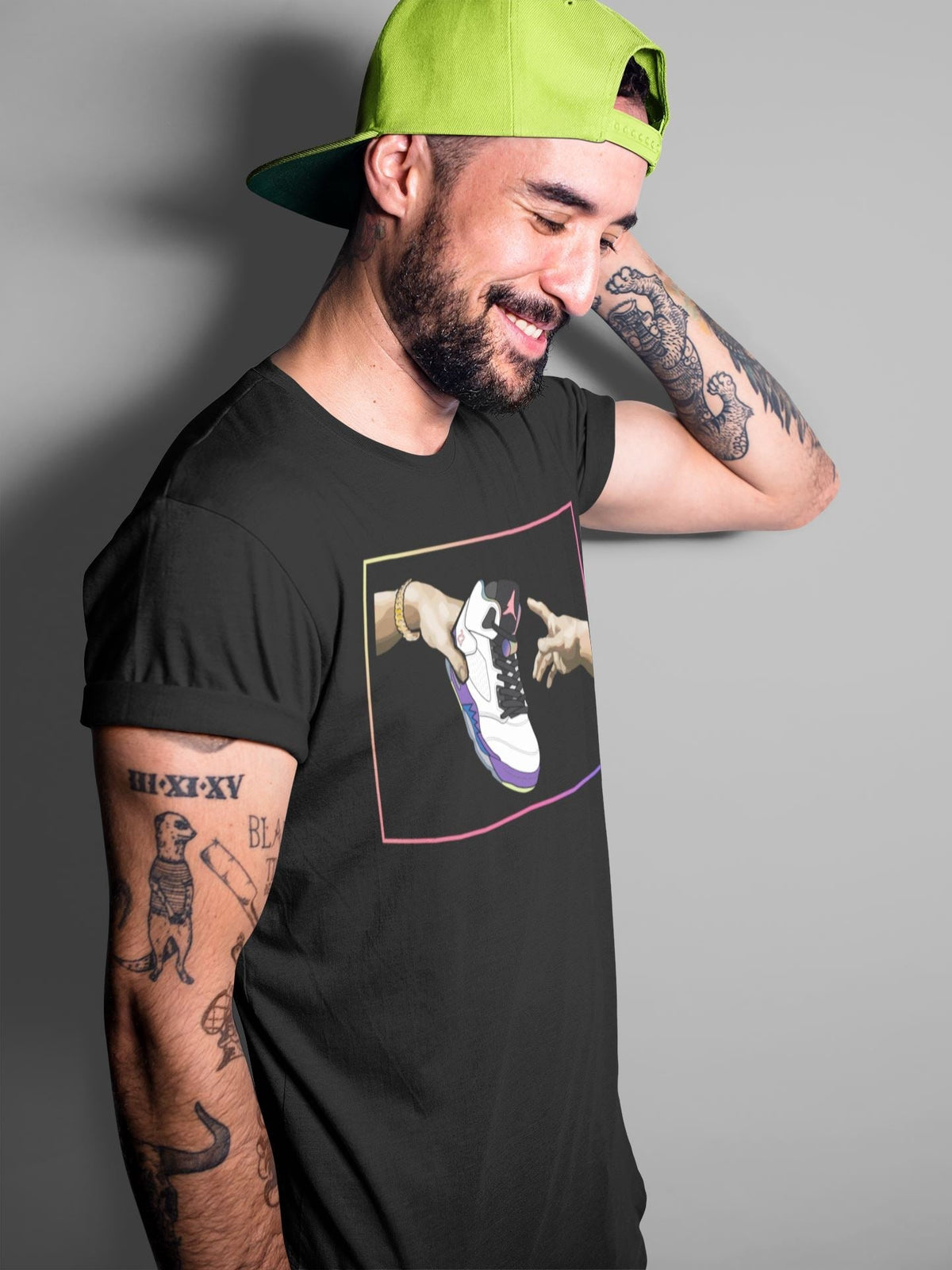 Jordan 5 Ghost Green Sneaker Matching T-Shirt Adam's Creation Sneaker Tees Jordan 5 Ghost Green Sneaker Release Tees Crew Neck Tees