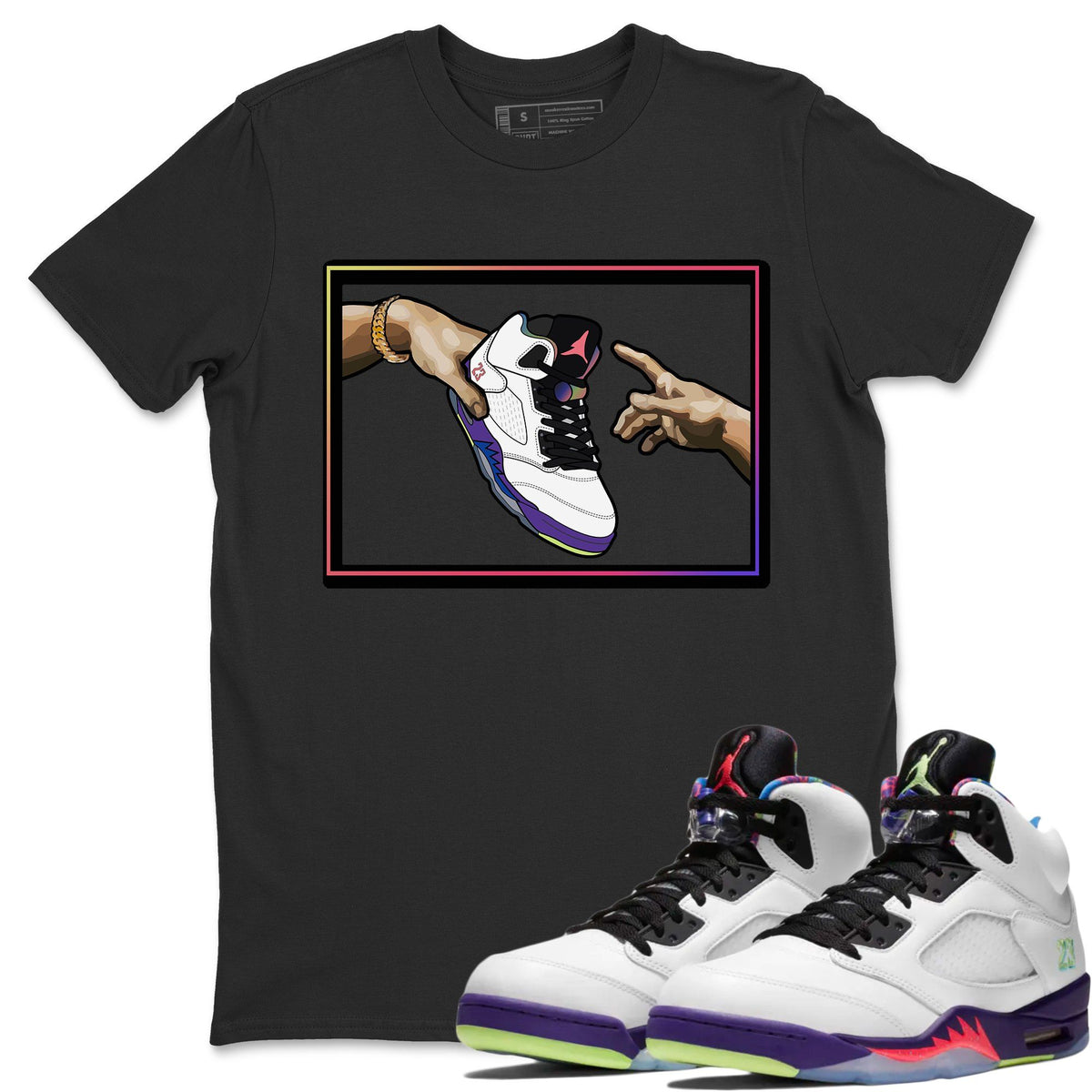 Jordan 5 Ghost Green Sneaker Matching T-Shirt Adam's Creation Sneaker Tees Jordan 5 Ghost Green Sneaker Release Tees Crew Neck Tees