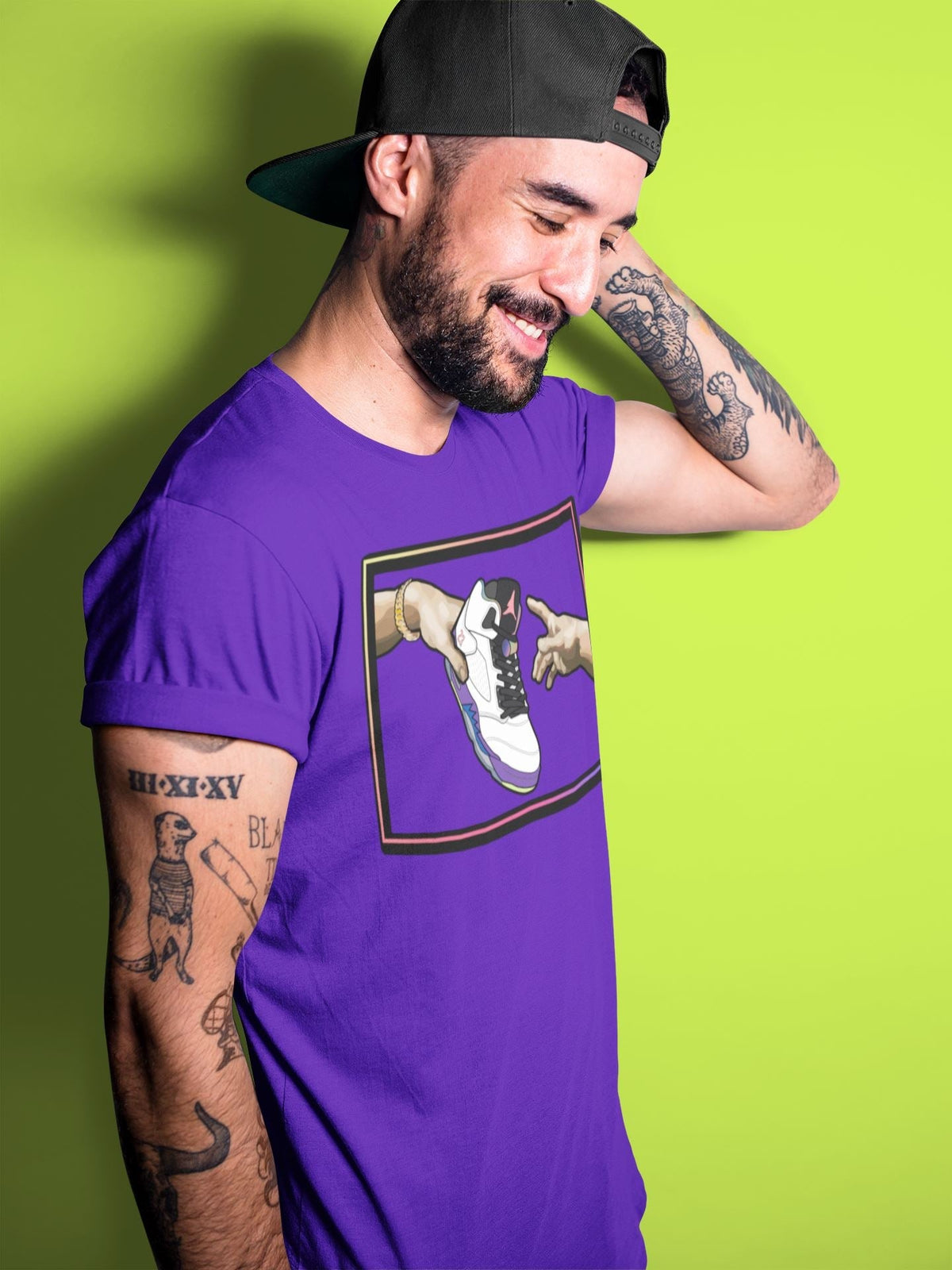 Jordan 5 Ghost Green Sneaker Matching T-Shirt Adam's Creation Sneaker Tees Jordan 5 Ghost Green Sneaker Release Tees Crew Neck Tees