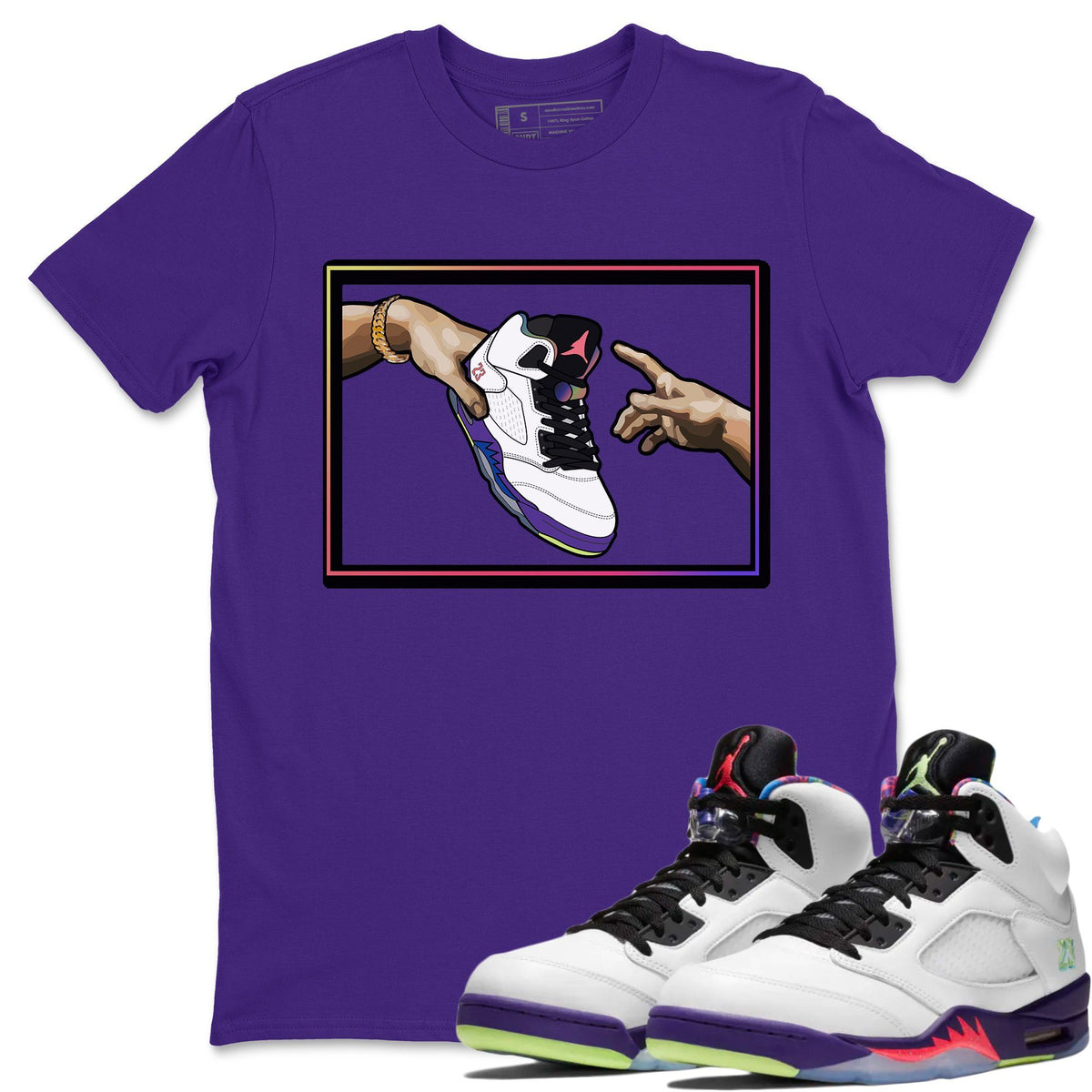 Jordan 5 Ghost Green Sneaker Matching T-Shirt Adam's Creation Sneaker Tees Jordan 5 Ghost Green Sneaker Release Tees Crew Neck Tees