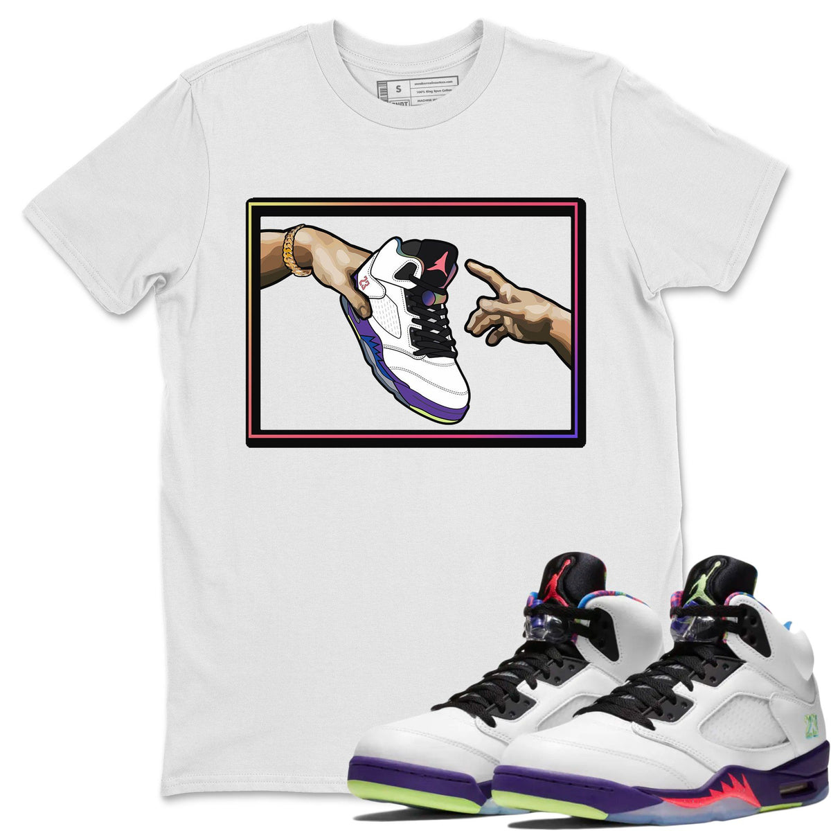 Jordan 5 Ghost Green Sneaker Matching T-Shirt Adam's Creation Sneaker Tees Jordan 5 Ghost Green Sneaker Release Tees Crew Neck Tees