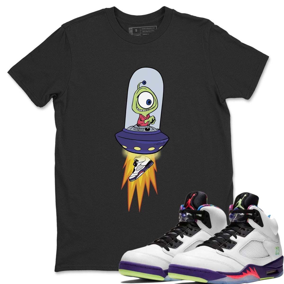 Jordan 5 Ghost Green Sneaker Matching T-Shirt Alien Sneaker Tees Jordan 5 Ghost Green Sneaker Release Tees Crew Neck Tees