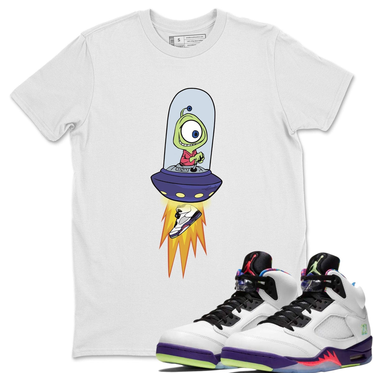 Jordan 5 Ghost Green Sneaker Matching T-Shirt Alien Sneaker Tees Jordan 5 Ghost Green Sneaker Release Tees Crew Neck Tees
