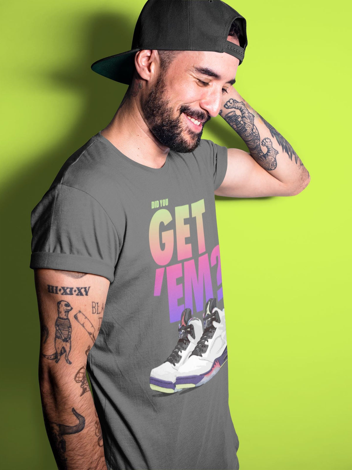 Jordan 5 Retro Ghost Green Sneaker Matching T-Shirt Did You Get Em SNRT Sneaker Tees Jordan 5 Retro Ghost Green Drip Gear Zone Crew Neck Tees