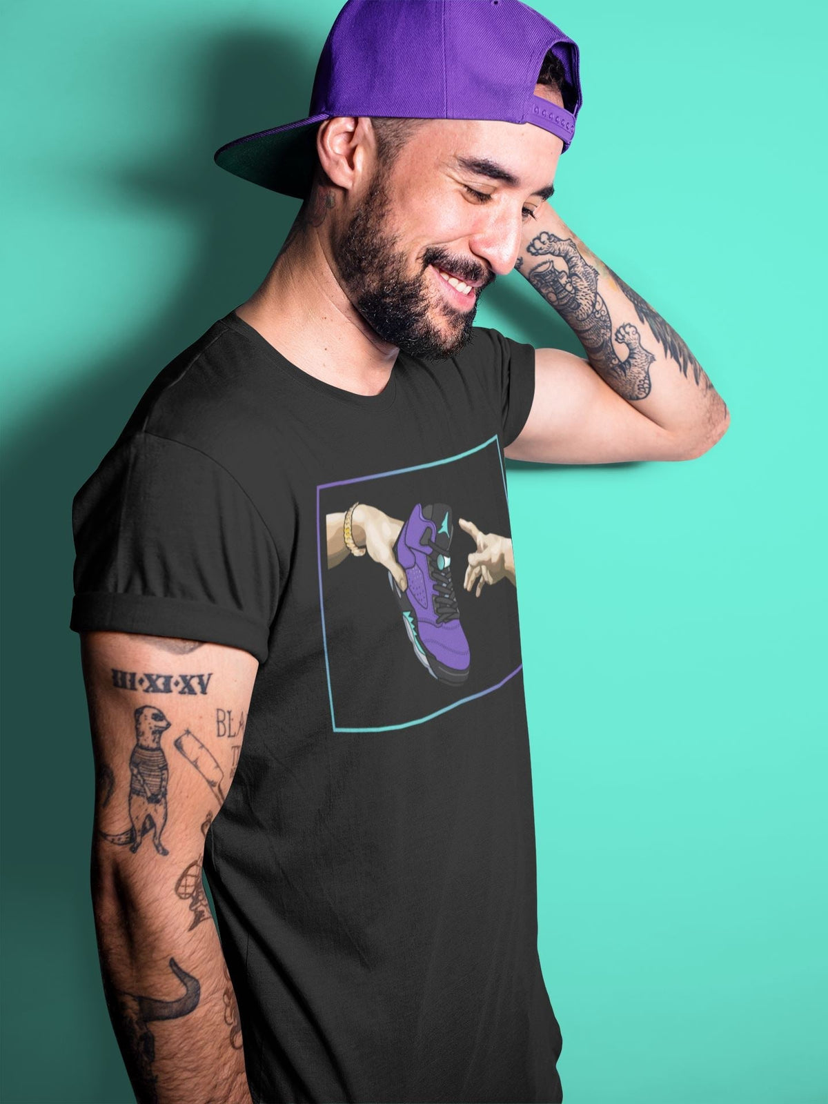 Jordan 5 Purple Grape Sneaker Matching T-Shirt Adam's Creation Sneaker Tees Jordan 5 Purple Grape Sneaker Release Tees Crew Neck Tees