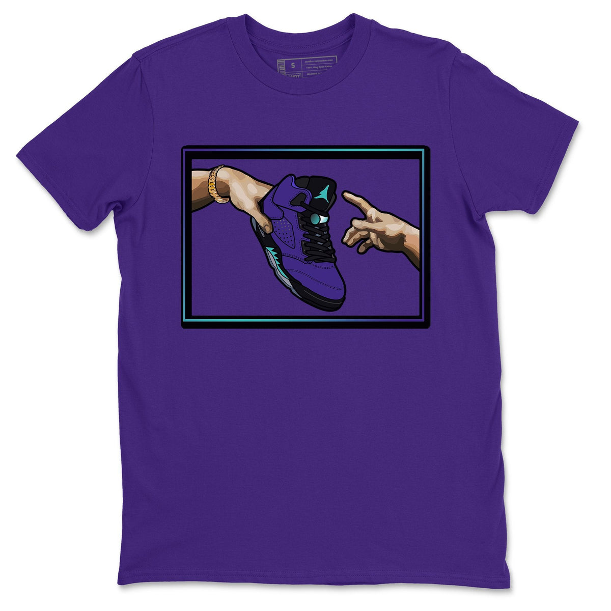 Jordan 5 Purple Grape Sneaker Matching T-Shirt Adam's Creation Sneaker Tees Jordan 5 Purple Grape Sneaker Release Tees Crew Neck Tees