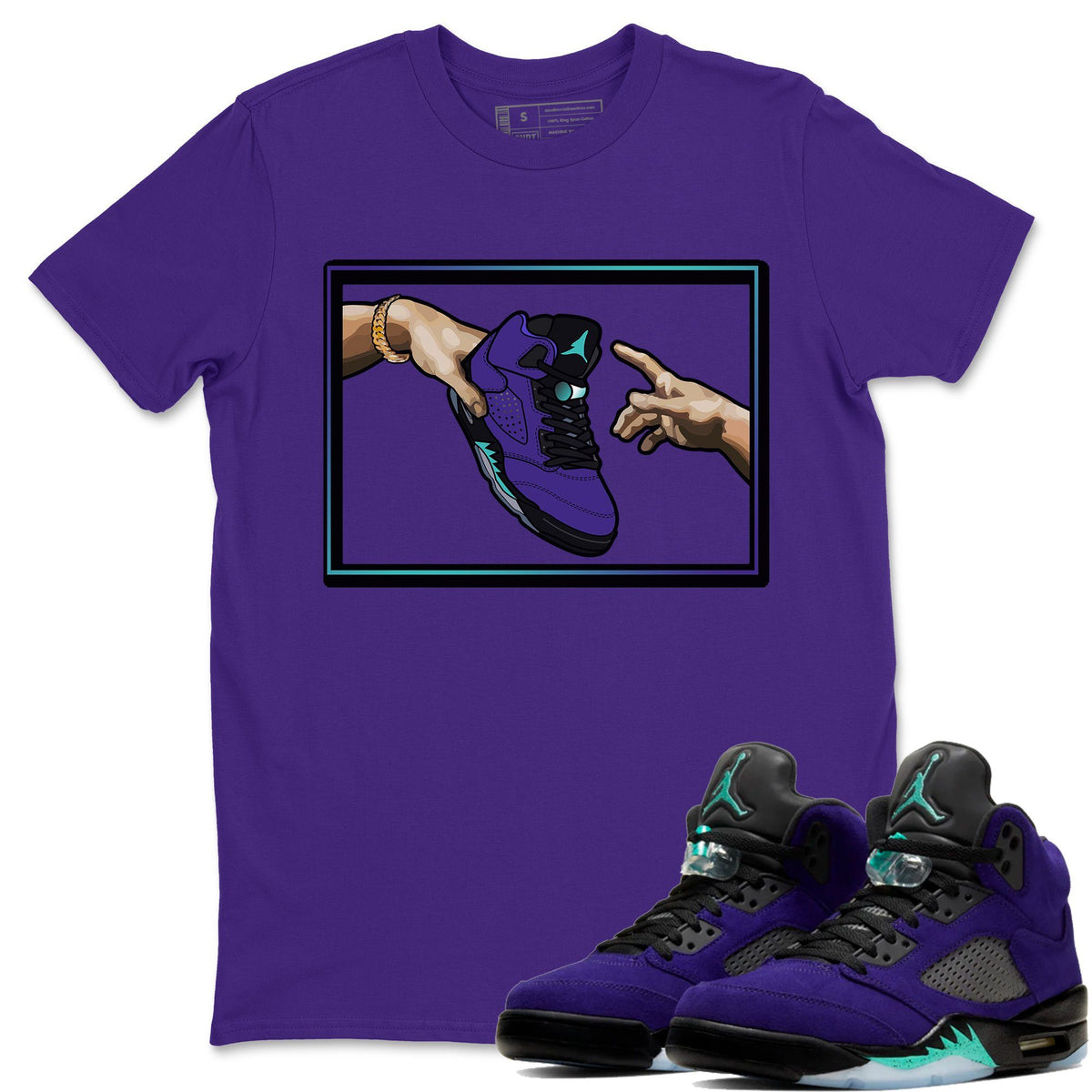Jordan 5 Purple Grape Sneaker Matching T-Shirt Adam's Creation Sneaker Tees Jordan 5 Purple Grape Sneaker Release Tees Crew Neck Tees