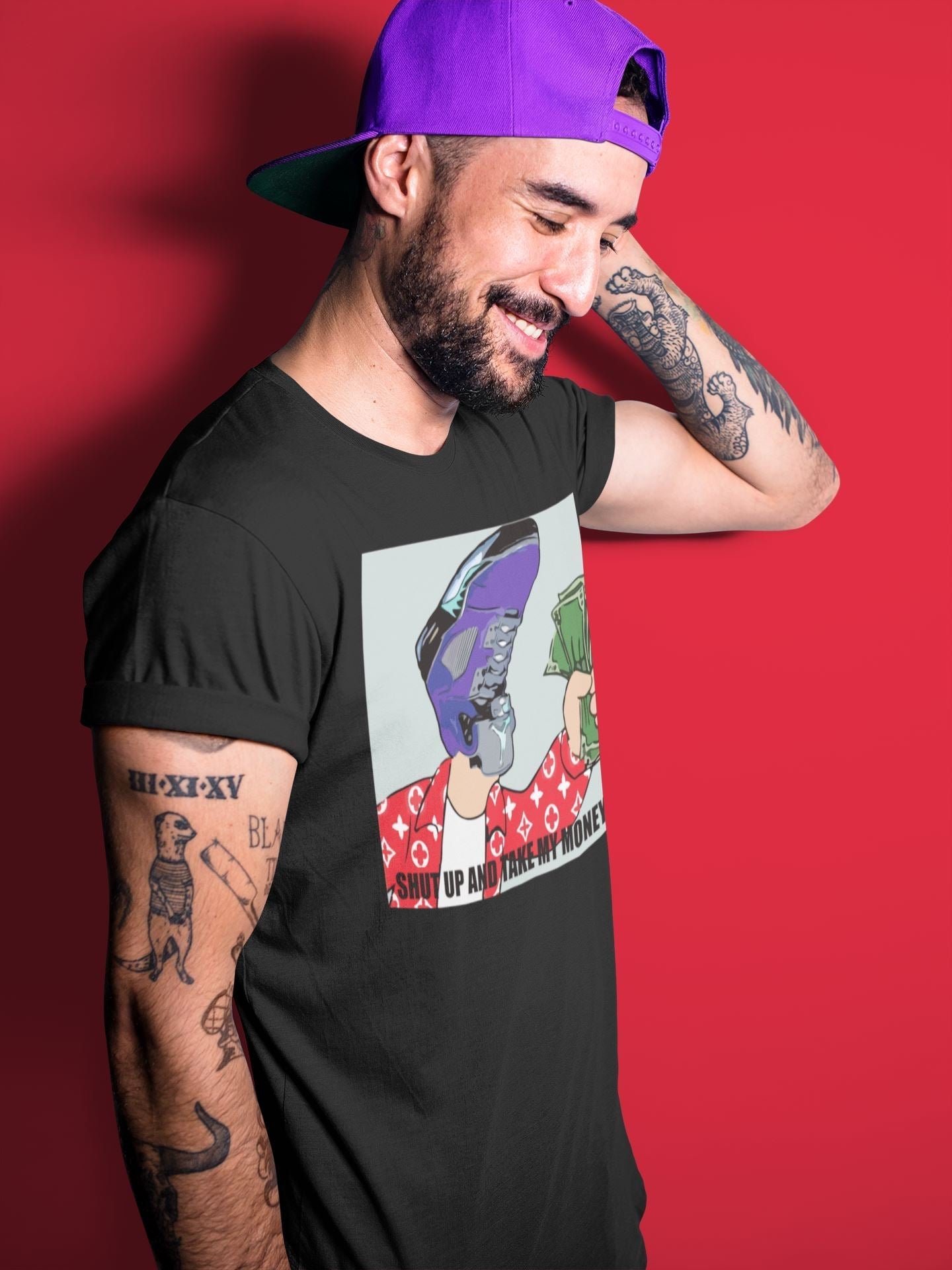 Jordan 5 Purple Grape Sneaker Matching T-Shirt Sneakerhead Meme Sneaker Tees Jordan 5 Purple Grape Sneaker Release Tees Crew Neck Tees