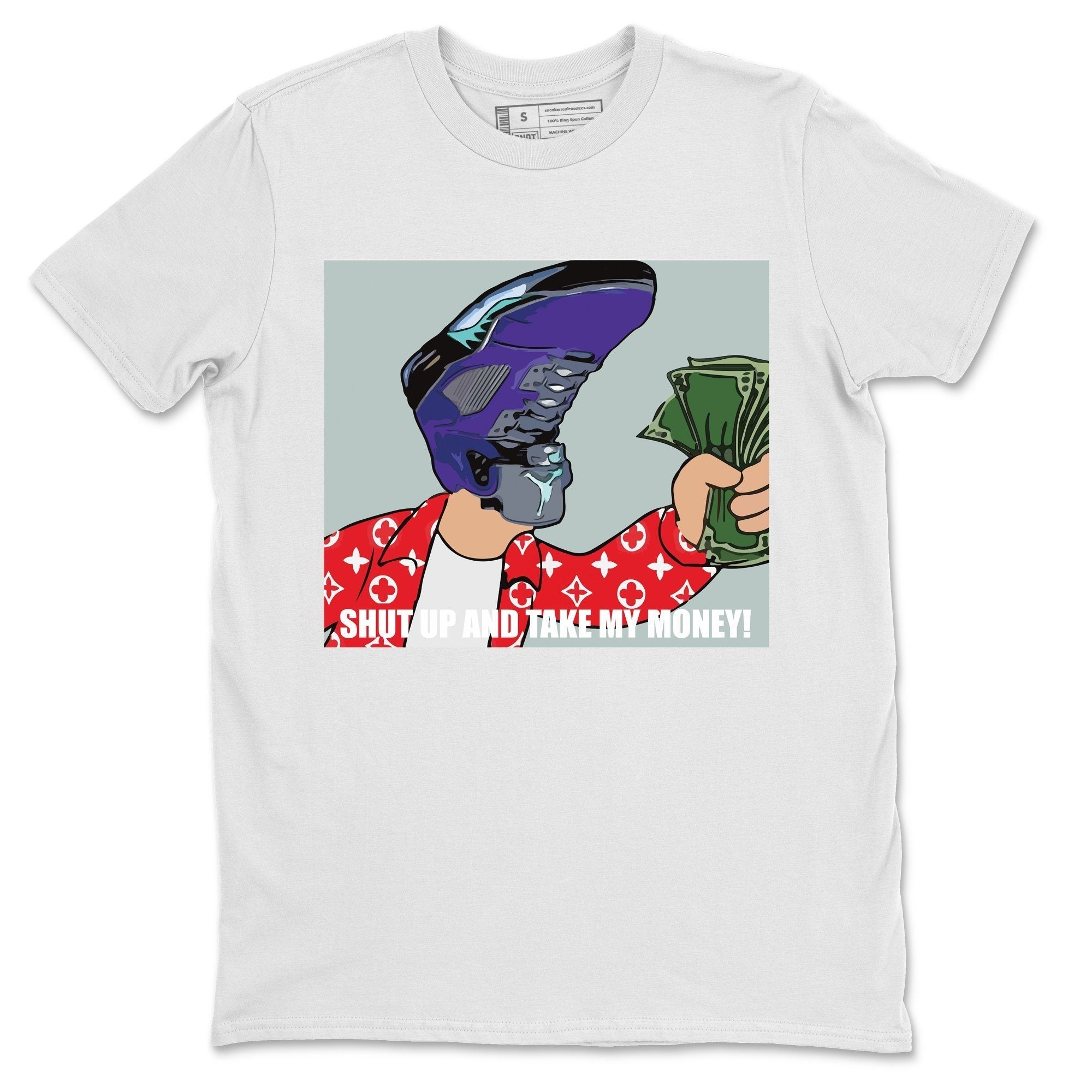Jordan 5 Purple Grape Sneaker Matching T-Shirt Sneakerhead Meme Sneaker Tees Jordan 5 Purple Grape Sneaker Release Tees Crew Neck Tees