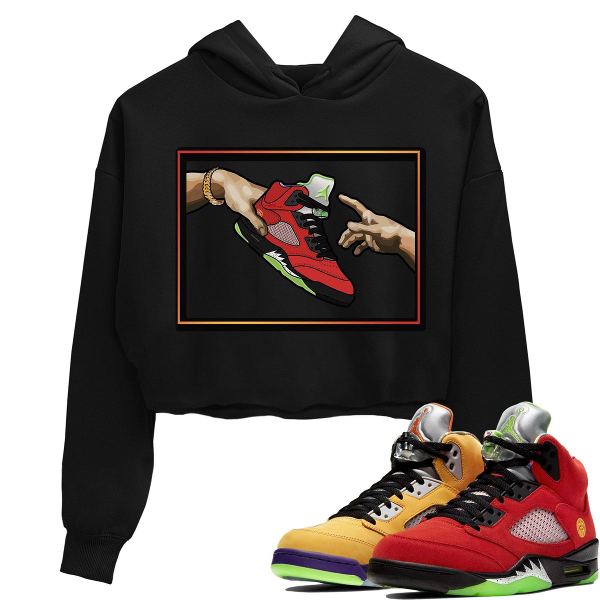 Jordan 5 What The Sneaker Matching T-Shirt Adam's Creation Sneaker Tees Jordan 5 What The Sneaker Release Tees Women's Shirts