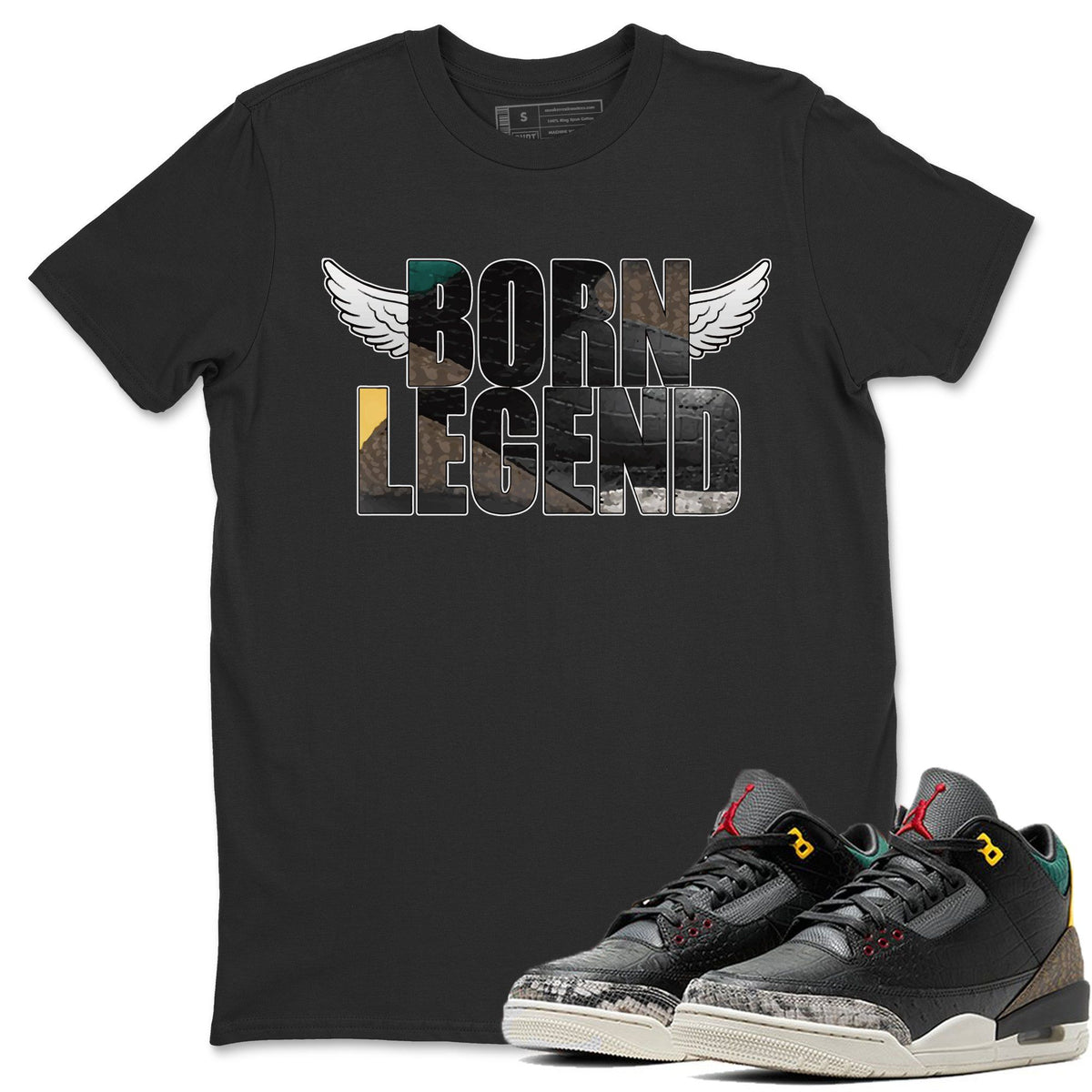 Jordan 3 Animal Instinct 2.0 Sneaker Matching T-Shirt Born Legend Sneaker Tees Jordan 3 Animal Instinct 2.0 Sneaker Release Tees Crew Neck Tees