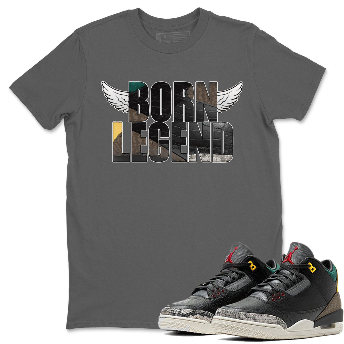 Jordan 3 Animal Instinct 2.0 Sneaker Matching T-Shirt Born Legend Sneaker Tees Jordan 3 Animal Instinct 2.0 Sneaker Release Tees Crew Neck Tees