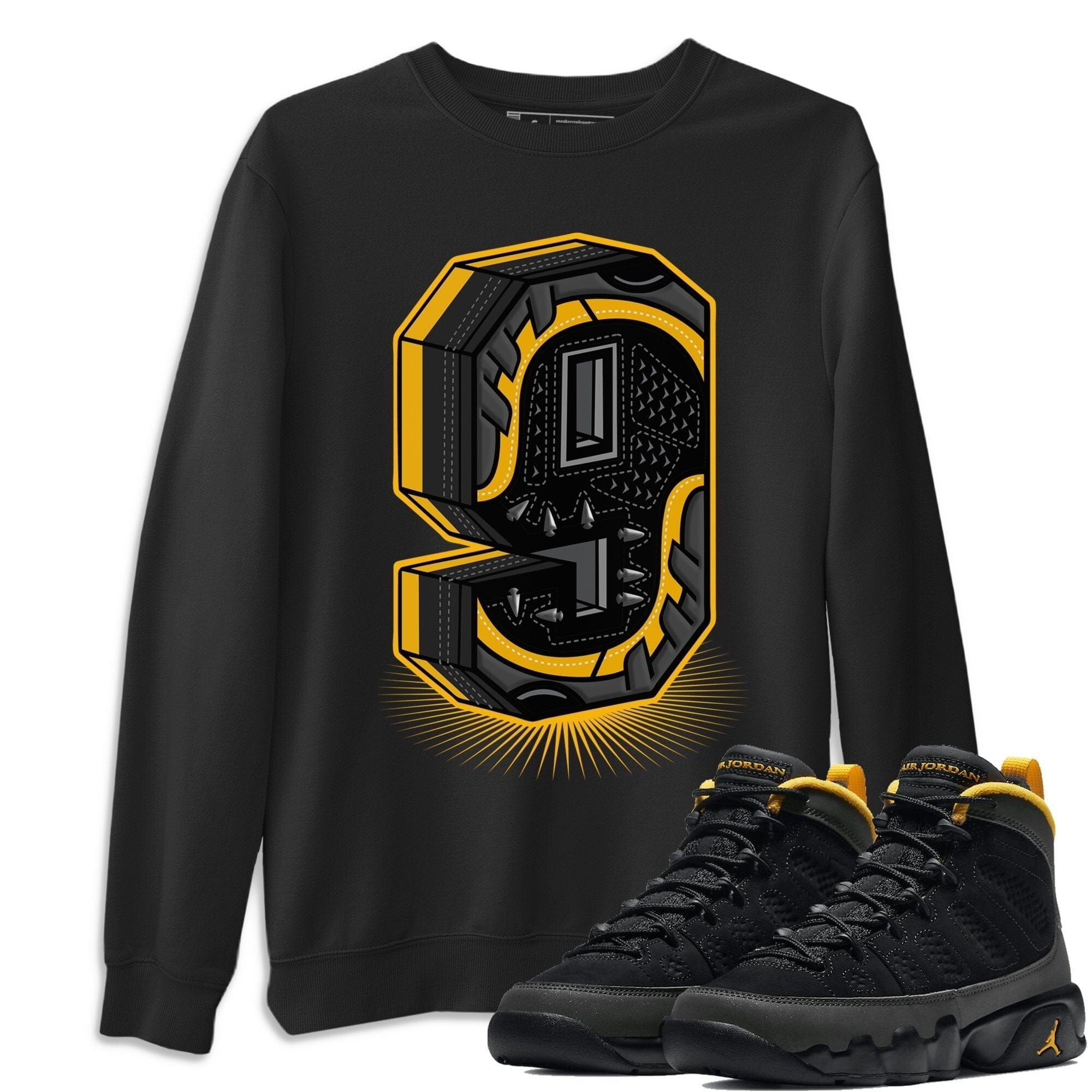Jordan 9 University Gold Shirt To Match Jordans Nine Statue Sneaker Tees Jordan 9 University Gold Drip Gear Zone Sneaker Matching Clothing Unisex Shirts
