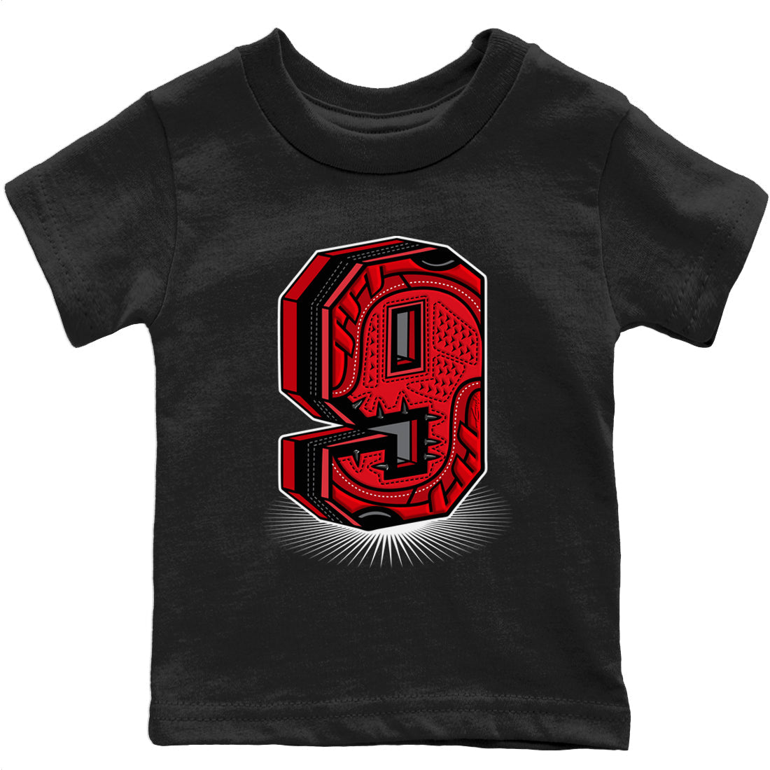 Jordan 9 Chile Red Shirt To Match Jordans Nine Statue Sneaker Tees Jordan 9 Chile Red Drip Gear Zone Sneaker Matching Clothing Kids Shirts