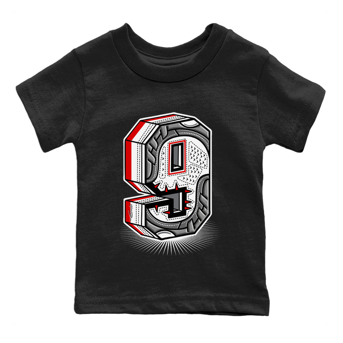 Jordan 9 Fire Red Shirt To Match Jordans Nine Statue Sneaker Tees Jordan 9 Fire Red Drip Gear Zone Sneaker Matching Clothing Kids Shirts