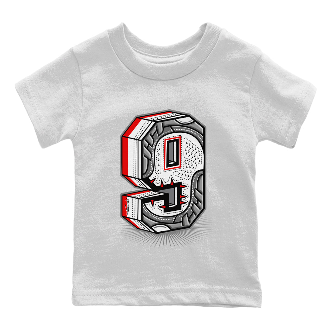 Jordan 9 Fire Red Shirt To Match Jordans Nine Statue Sneaker Tees Jordan 9 Fire Red Drip Gear Zone Sneaker Matching Clothing Kids Shirts