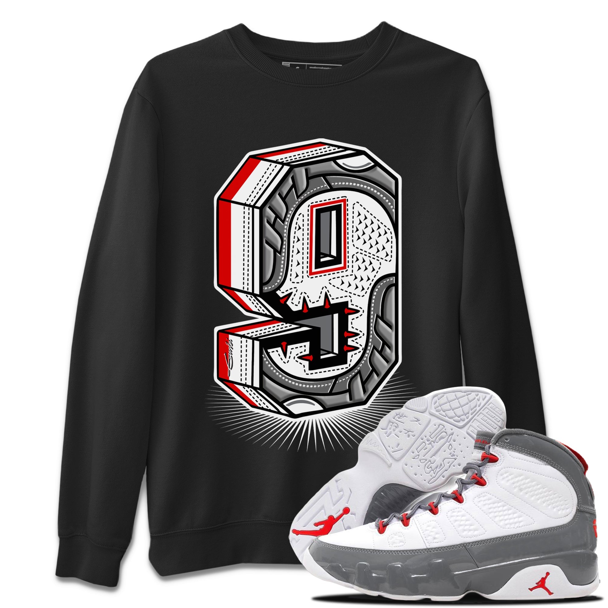 Jordan 9 Fire Red Shirt To Match Jordans Nine Statue Sneaker Tees Jordan 9 Fire Red Drip Gear Zone Sneaker Matching Clothing Unisex Shirts