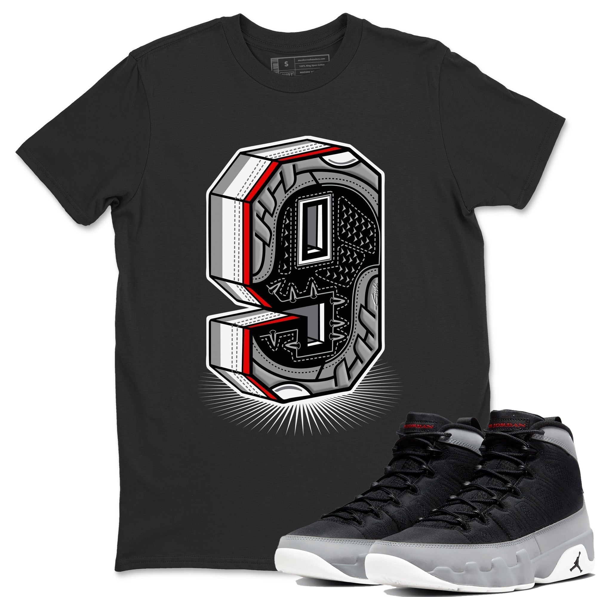 Jordan 9 Particle Grey Shirt To Match Jordans Nine Statue Sneaker Tees Jordan 9 Particle Grey Drip Gear Zone Sneaker Matching Clothing Unisex Shirts