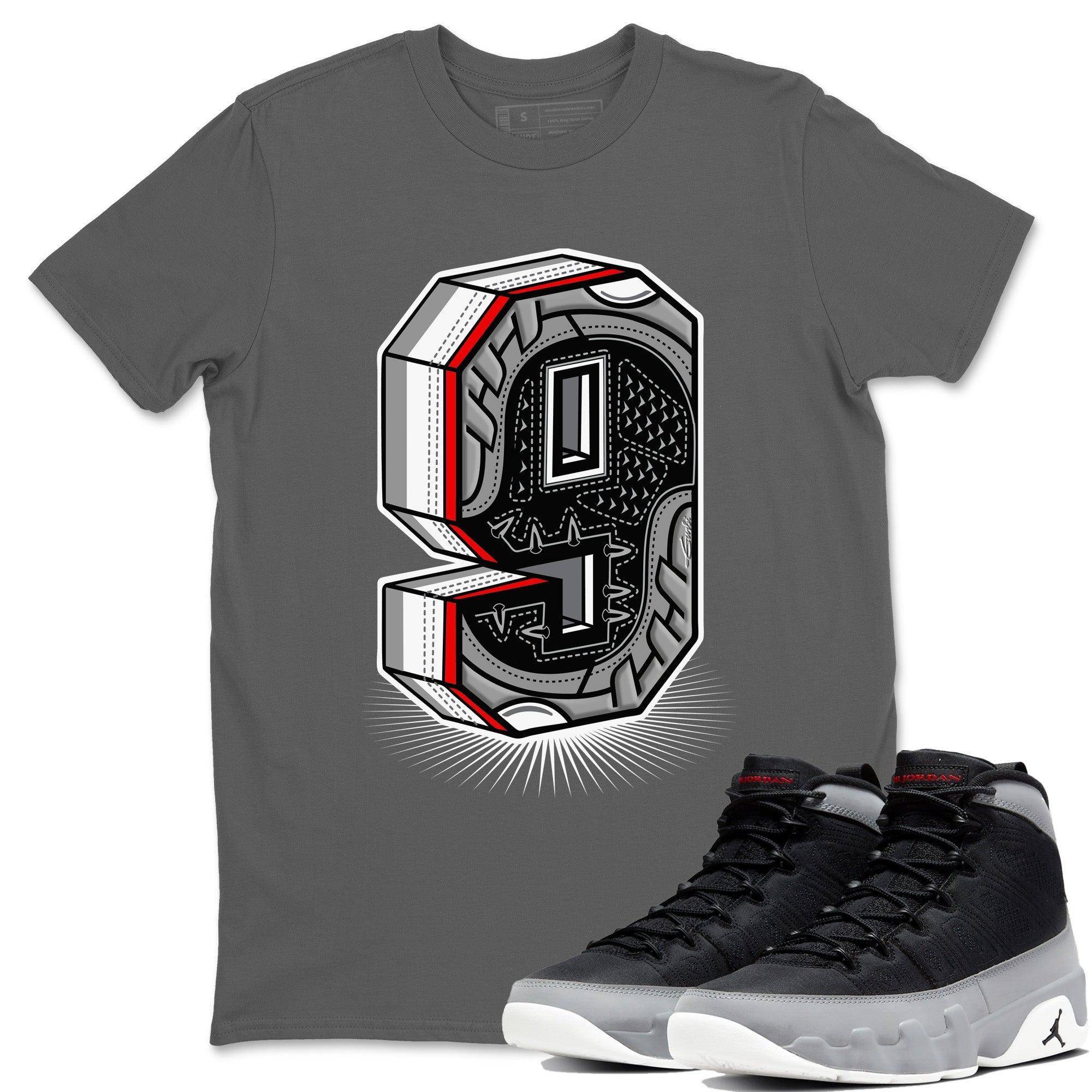 Jordan 9 Particle Grey Shirt To Match Jordans Nine Statue Sneaker Tees Jordan 9 Particle Grey Drip Gear Zone Sneaker Matching Clothing Unisex Shirts