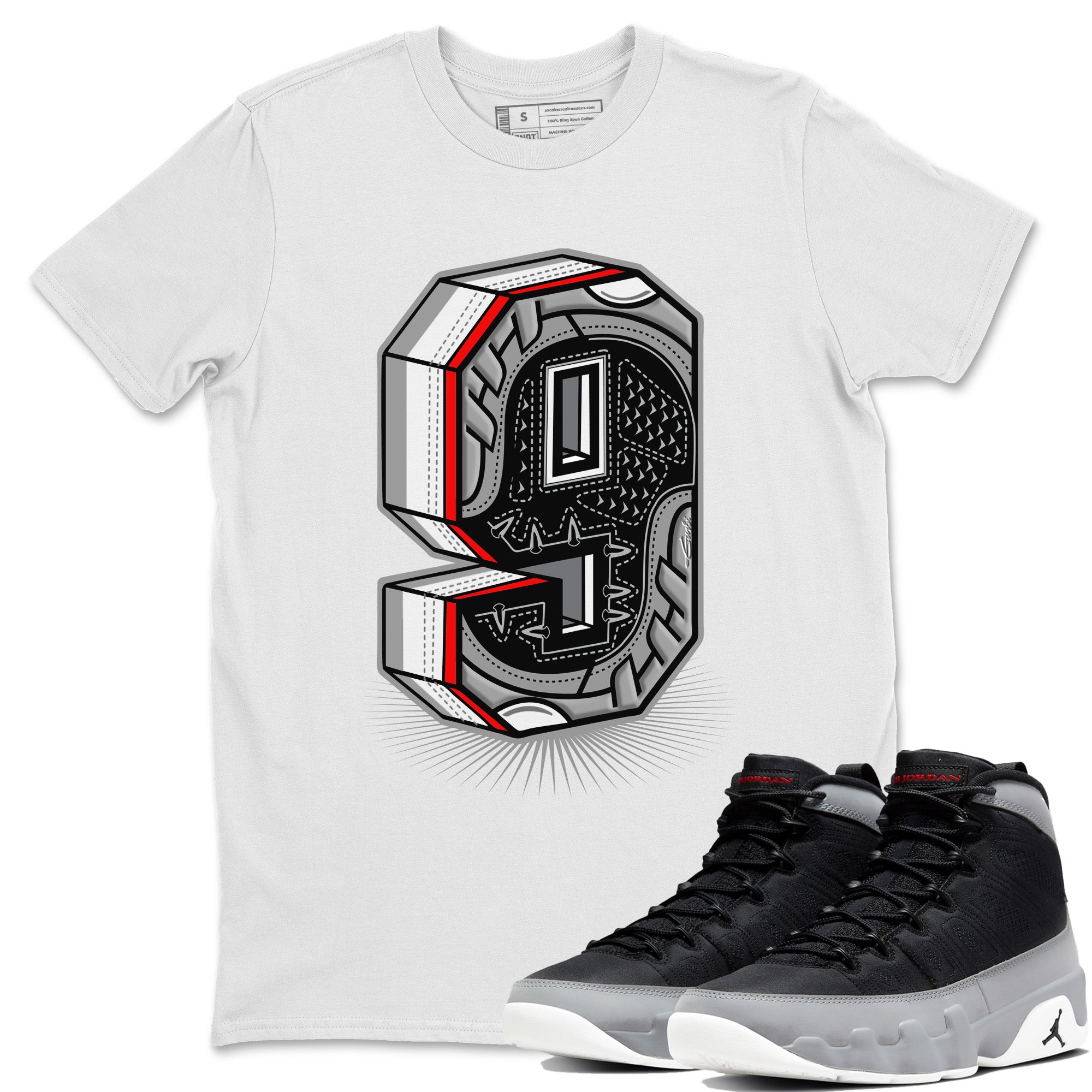 Jordan 9 Particle Grey Shirt To Match Jordans Nine Statue Sneaker Tees Jordan 9 Particle Grey Drip Gear Zone Sneaker Matching Clothing Unisex Shirts