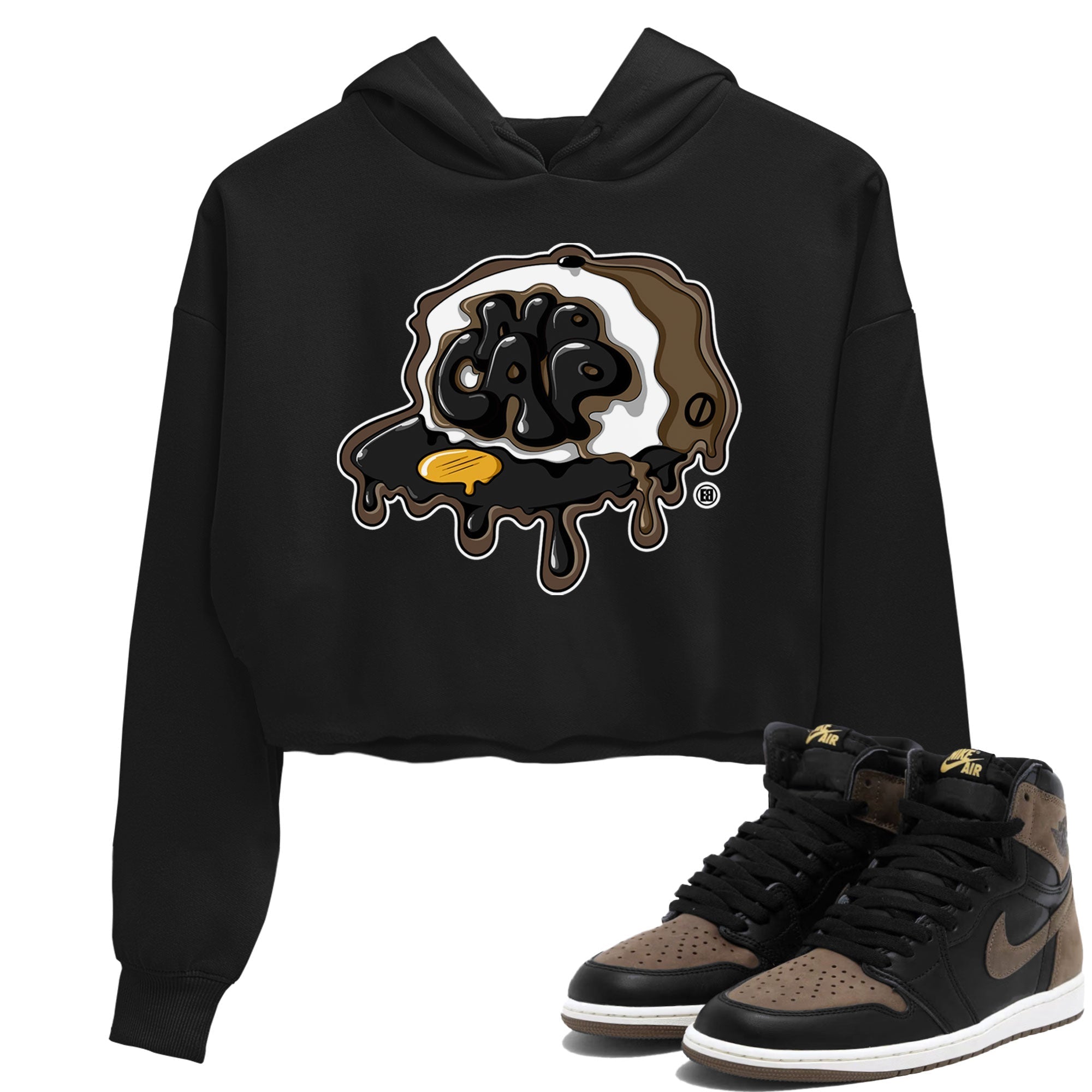 Air Jordan 1 Palomino shirt to match jordans No Cap Streetwear Sneaker Shirt Air Jordan 1 Retro High OG Palomino Drip Gear Zone Sneaker Matching Clothing Black 1 Crop T-Shirt