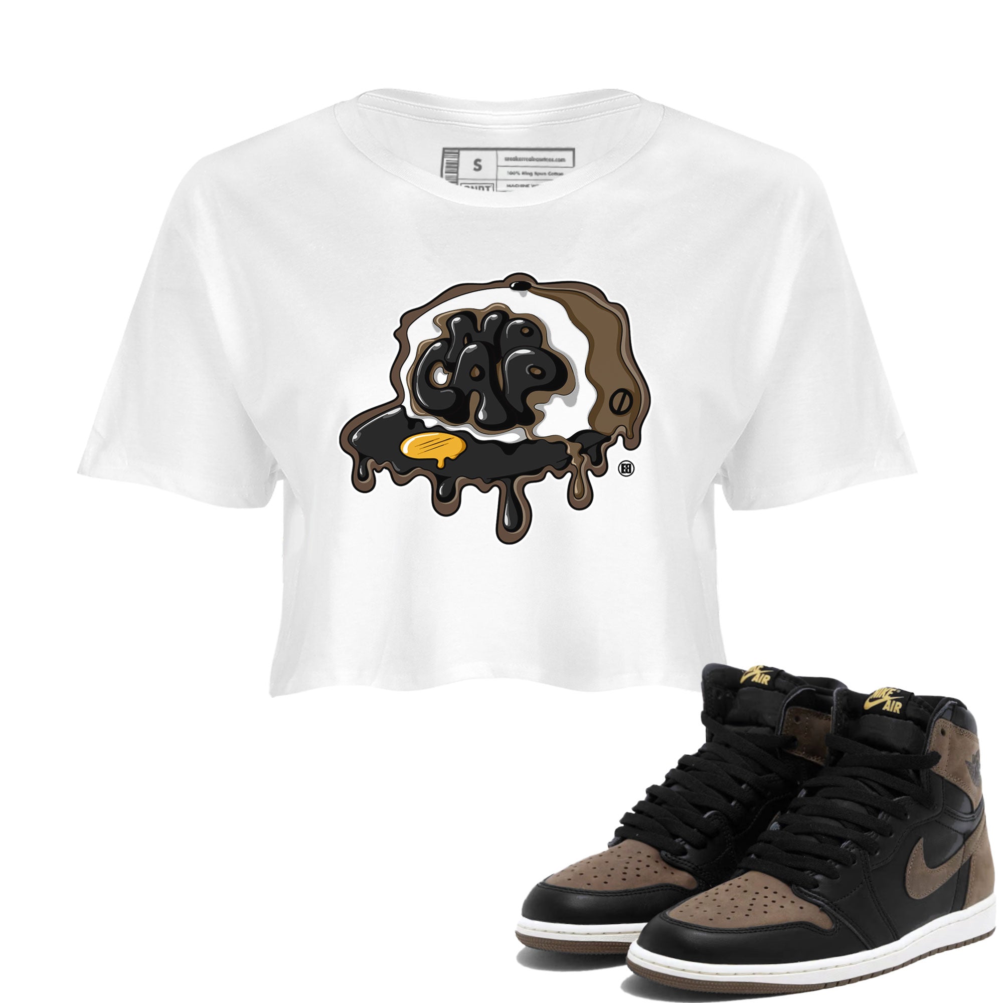 Air Jordan 1 Palomino shirt to match jordans No Cap Streetwear Sneaker Shirt Air Jordan 1 Retro High OG Palomino Drip Gear Zone Sneaker Matching Clothing White 1 Crop T-Shirt