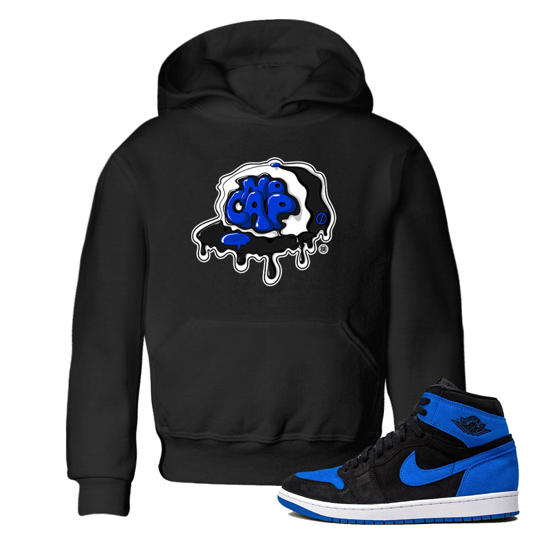 Air Jordan 1 Royal Reimagined shirt to match jordans No Cap sneaker tees Jordan 1 Retro High OG Royal Reimagined Drip Gear Zone Kids Baby Toddler sneaker shirts Black 1 T-Shirt